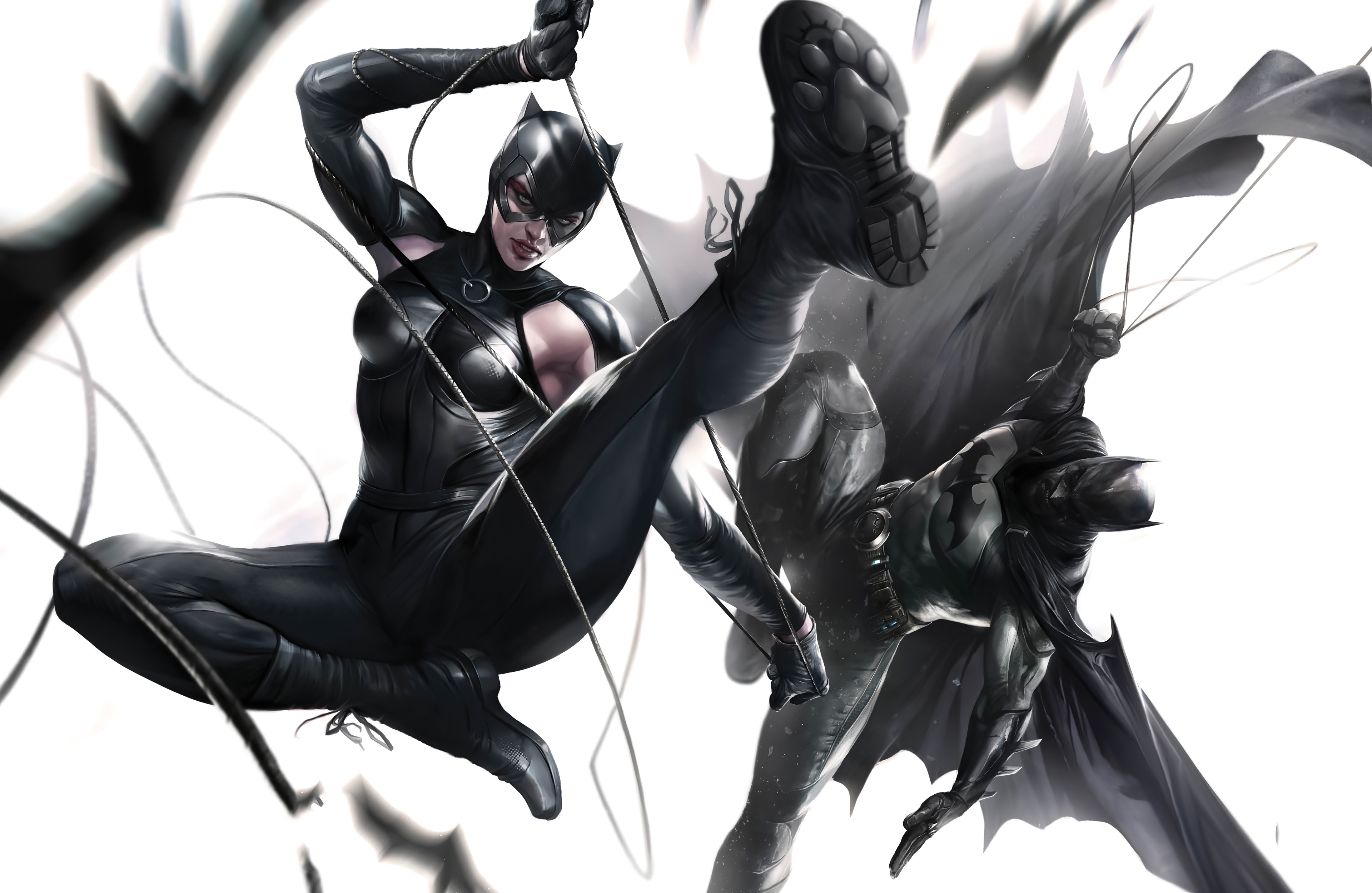 Wallpaper 4k Catwoman And Batman Art Wallpaper