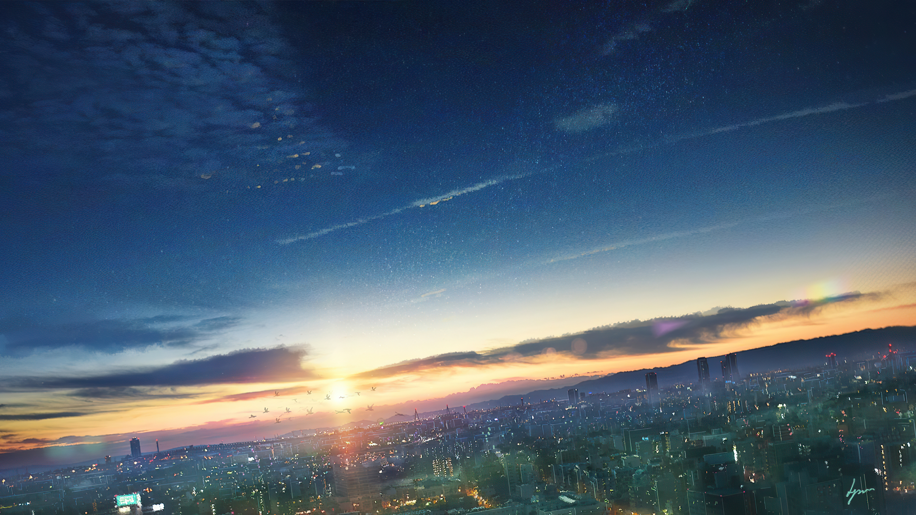 anime Night Sky City Stars HD Wallpapers  Desktop and Mobile Images   Photos