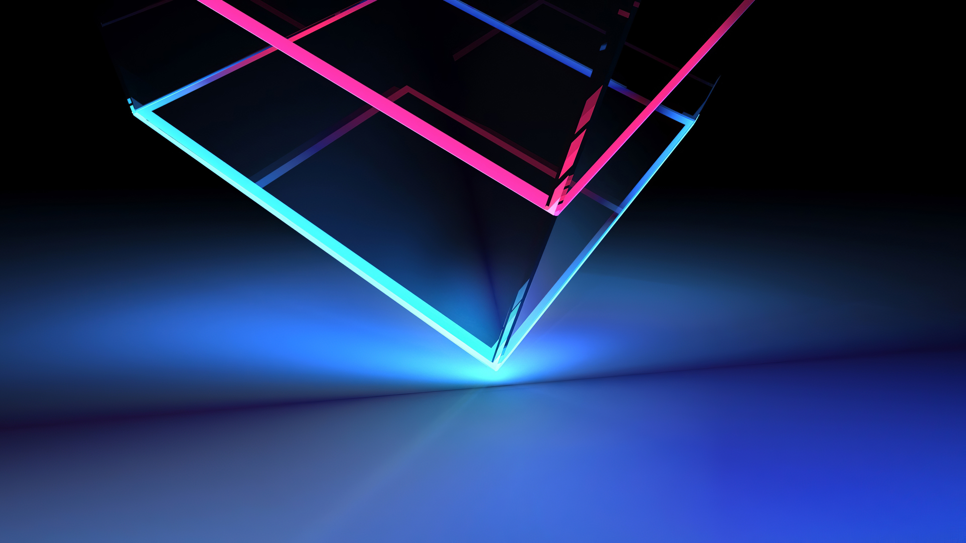 Neon Cube Abstract Shapes Wallpaper 4k