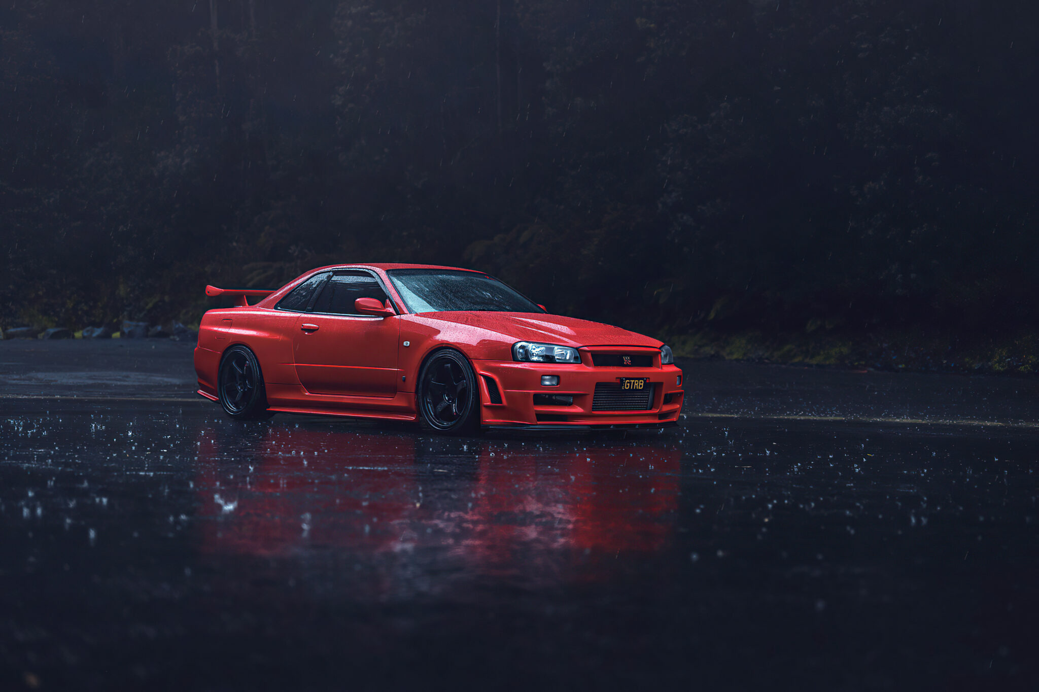 Red Nissan GTR R34 4k