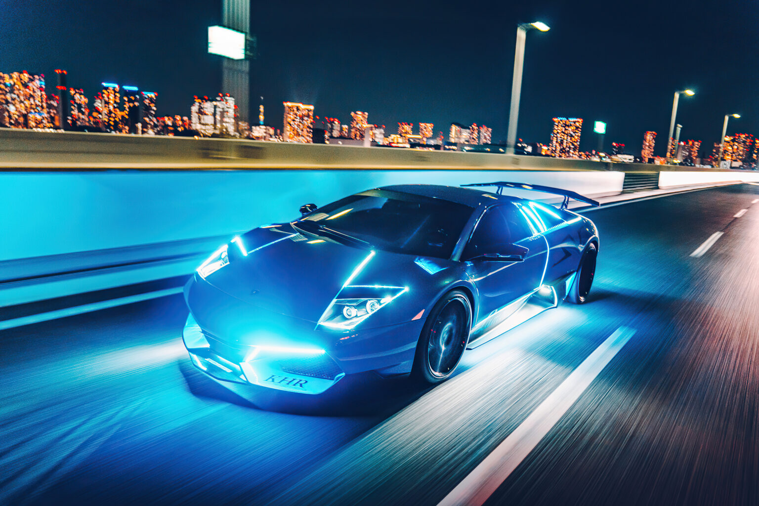 Lamborghini Murcielago Neon Lights 4k