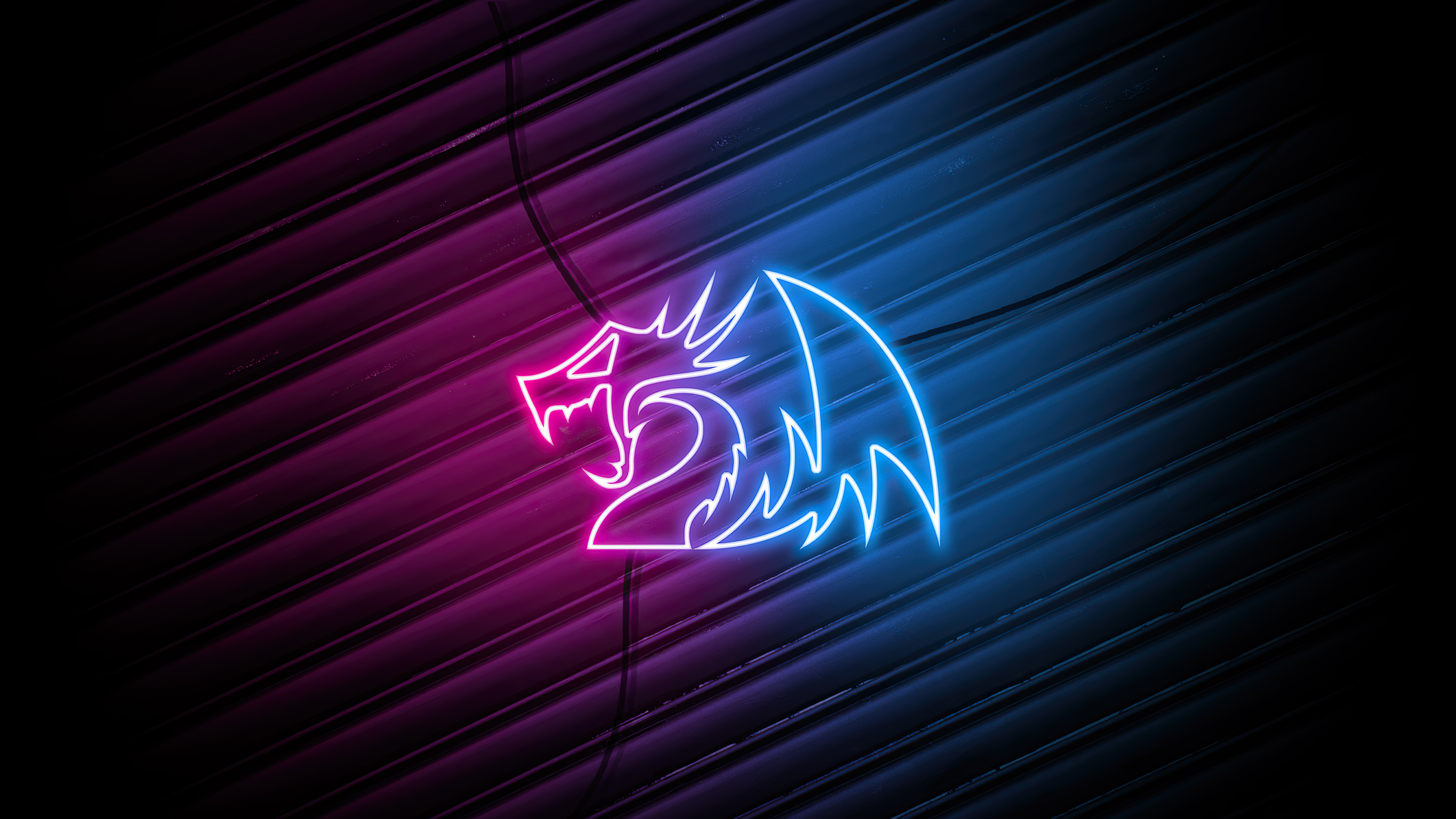 Wallpaper 4k Red Blue neon Dragon Logo 4k Wallpaper