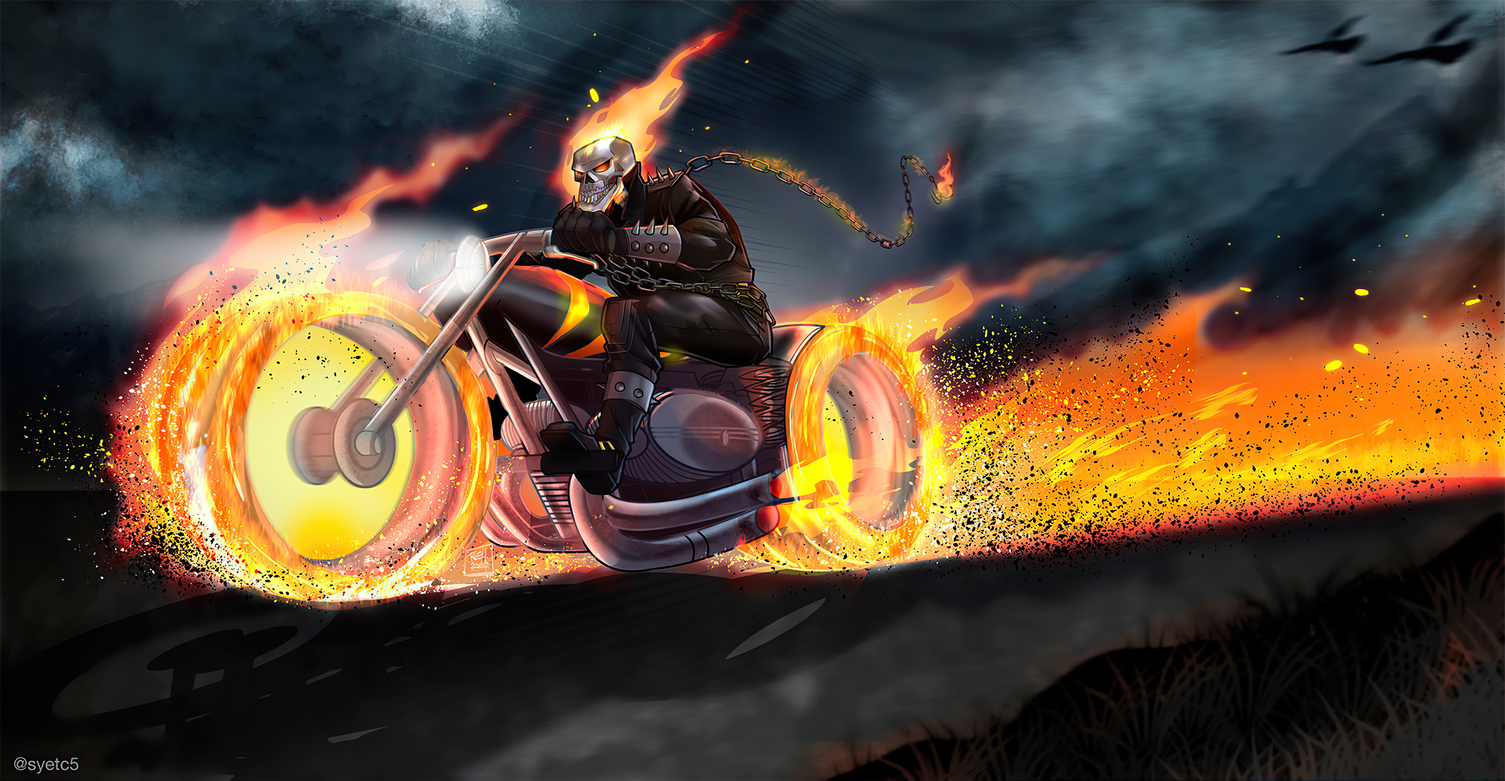 Wallpaper 4k Ghostrider On Bike 4k Wallpaper