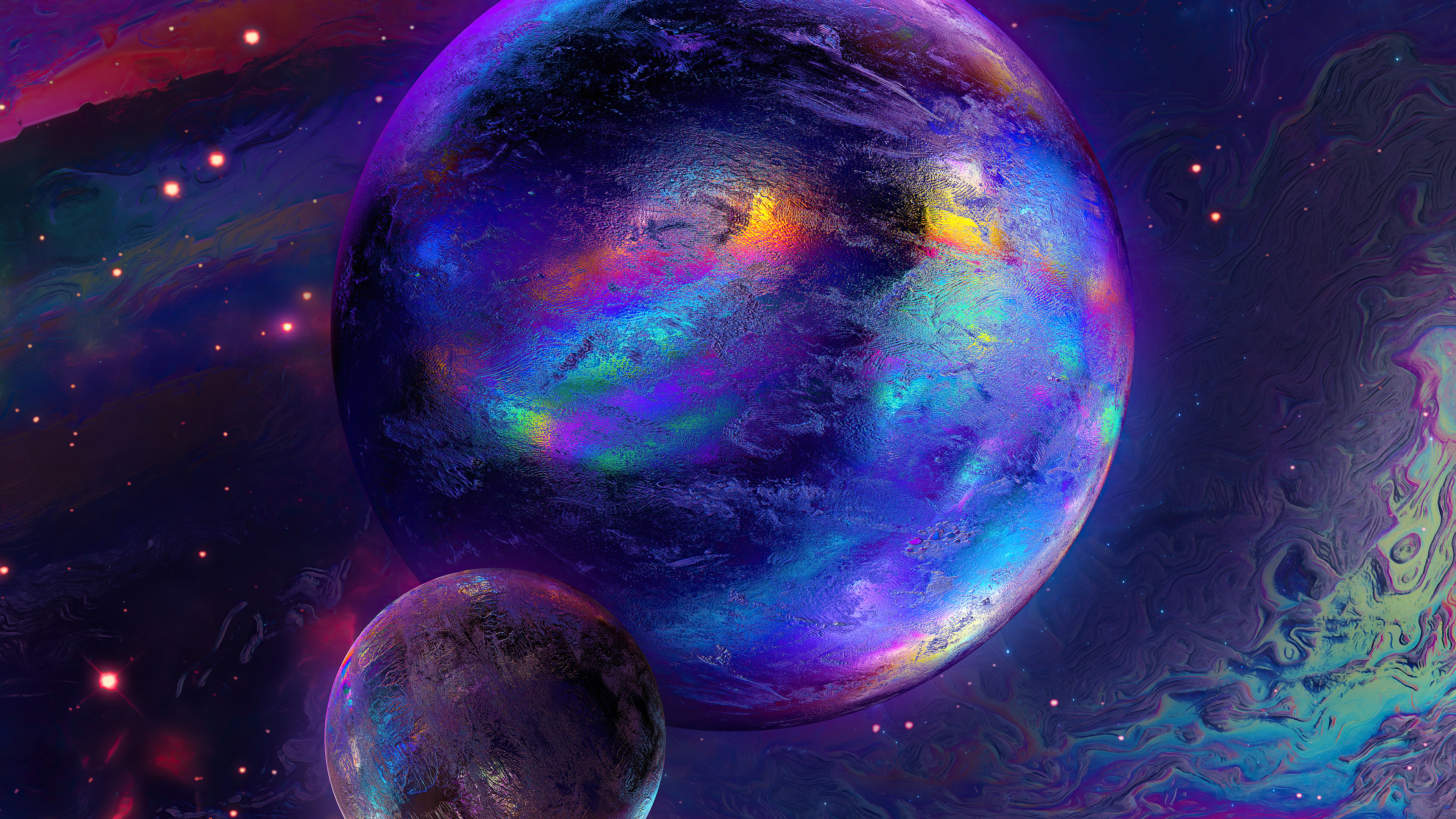 Download Galaxy With Planets Colorful 4k Phone Wallpaper | Wallpapers.com