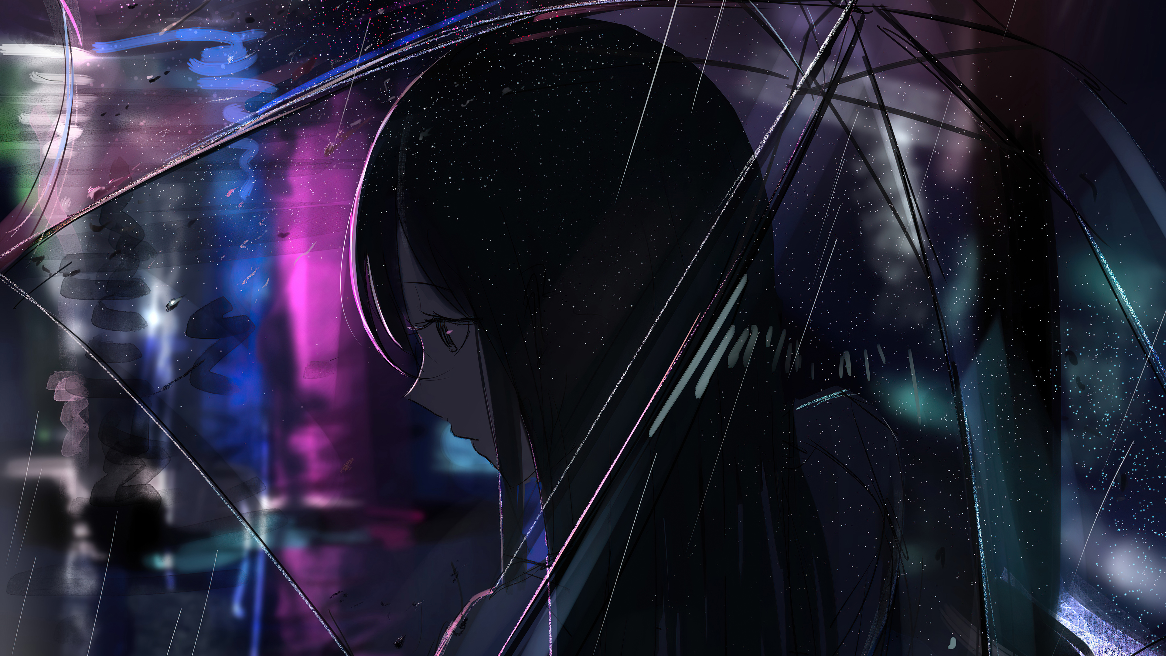 Wallpaper 4k Anime Girl Transparent Umbrella Rain 4k Wallpaper