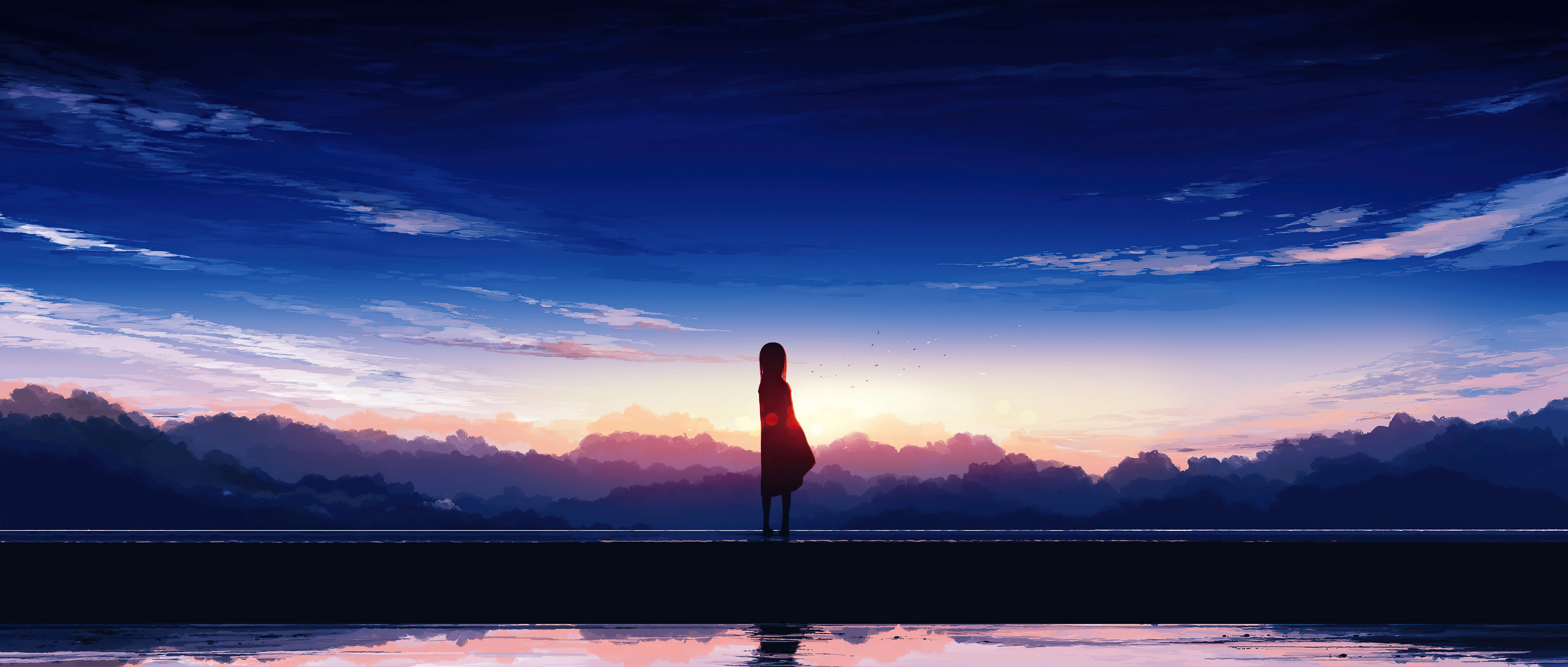 Download free Anime Landscape Dark Sunset Wallpaper - MrWallpaper.com