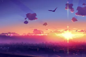 anime sunset scenery 4k 1660352547