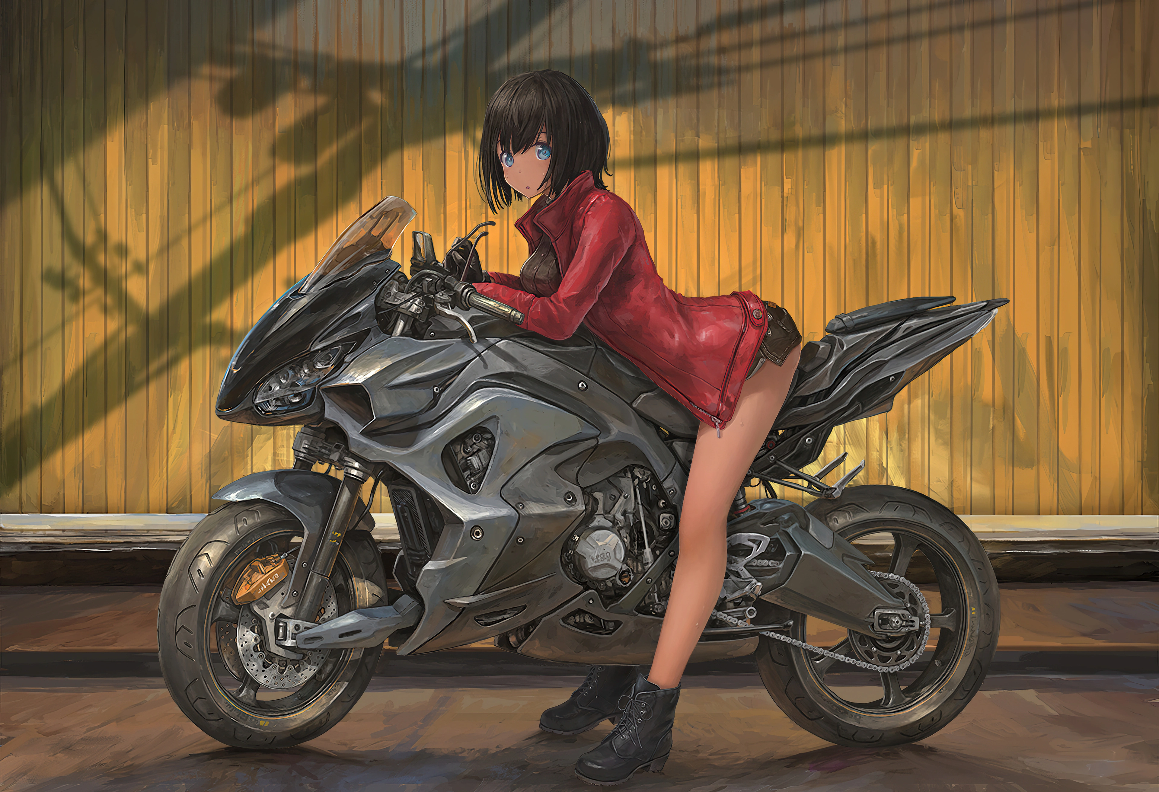 leather jackets anime girl on bike 4k 1660432217