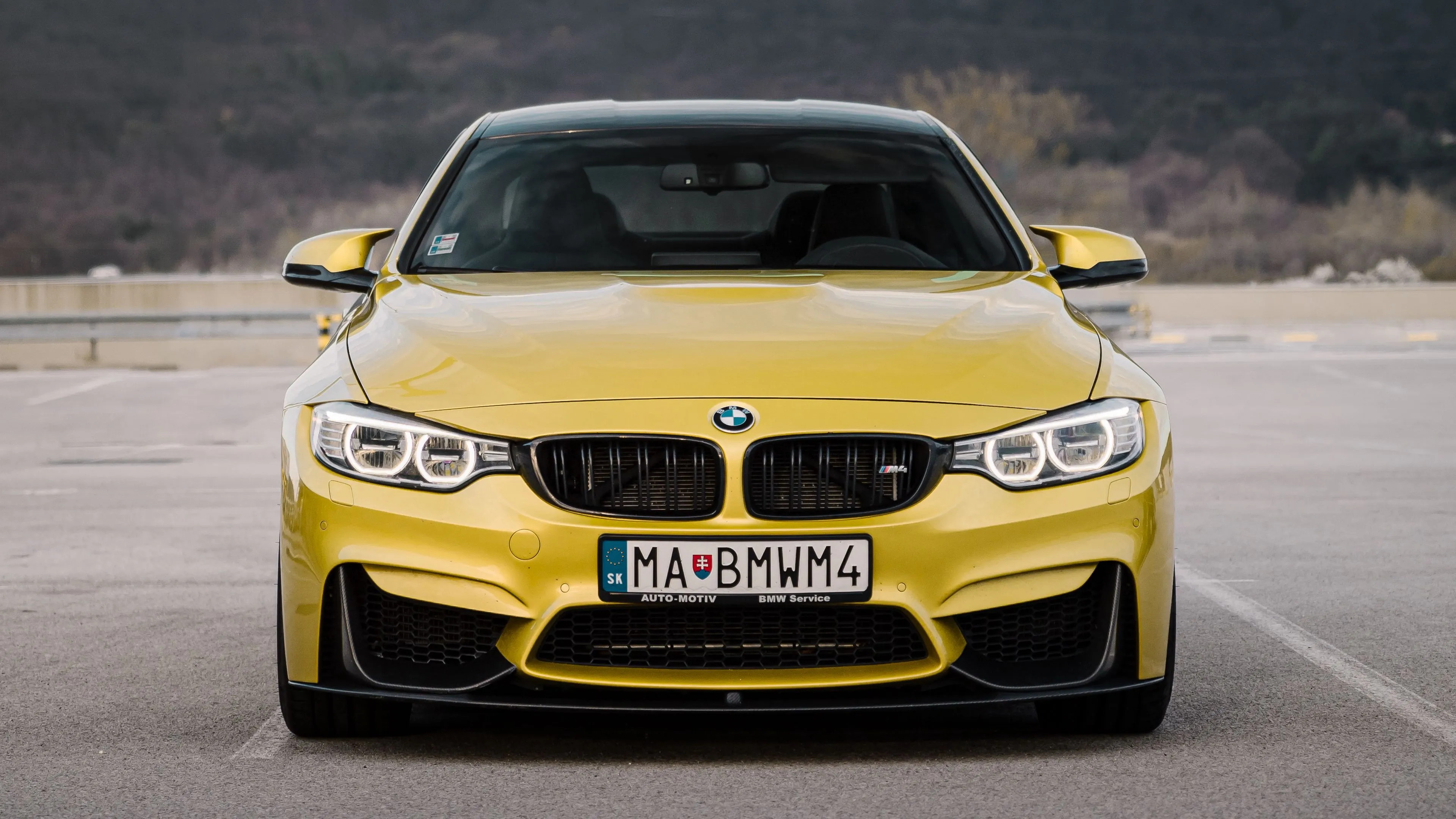 bmw car front view yellow 4k 1691771365
