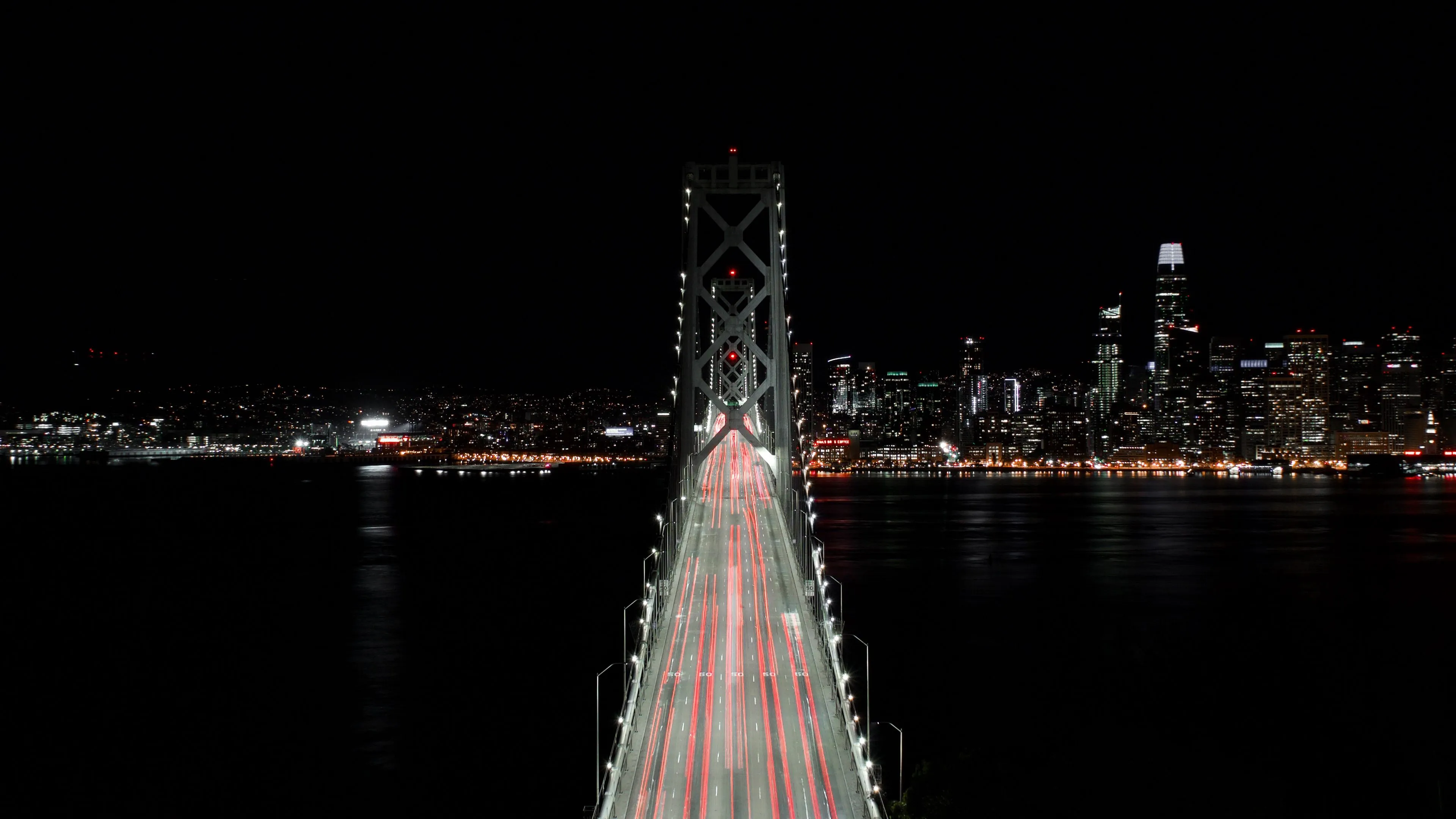 bridge night city lights dark 4k walpaper 1692029741