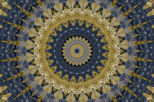fractal circles pattern abstraction yellow blue 4k 1691671062