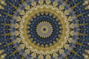 fractal circles pattern abstraction yellow blue 4k 1691671062