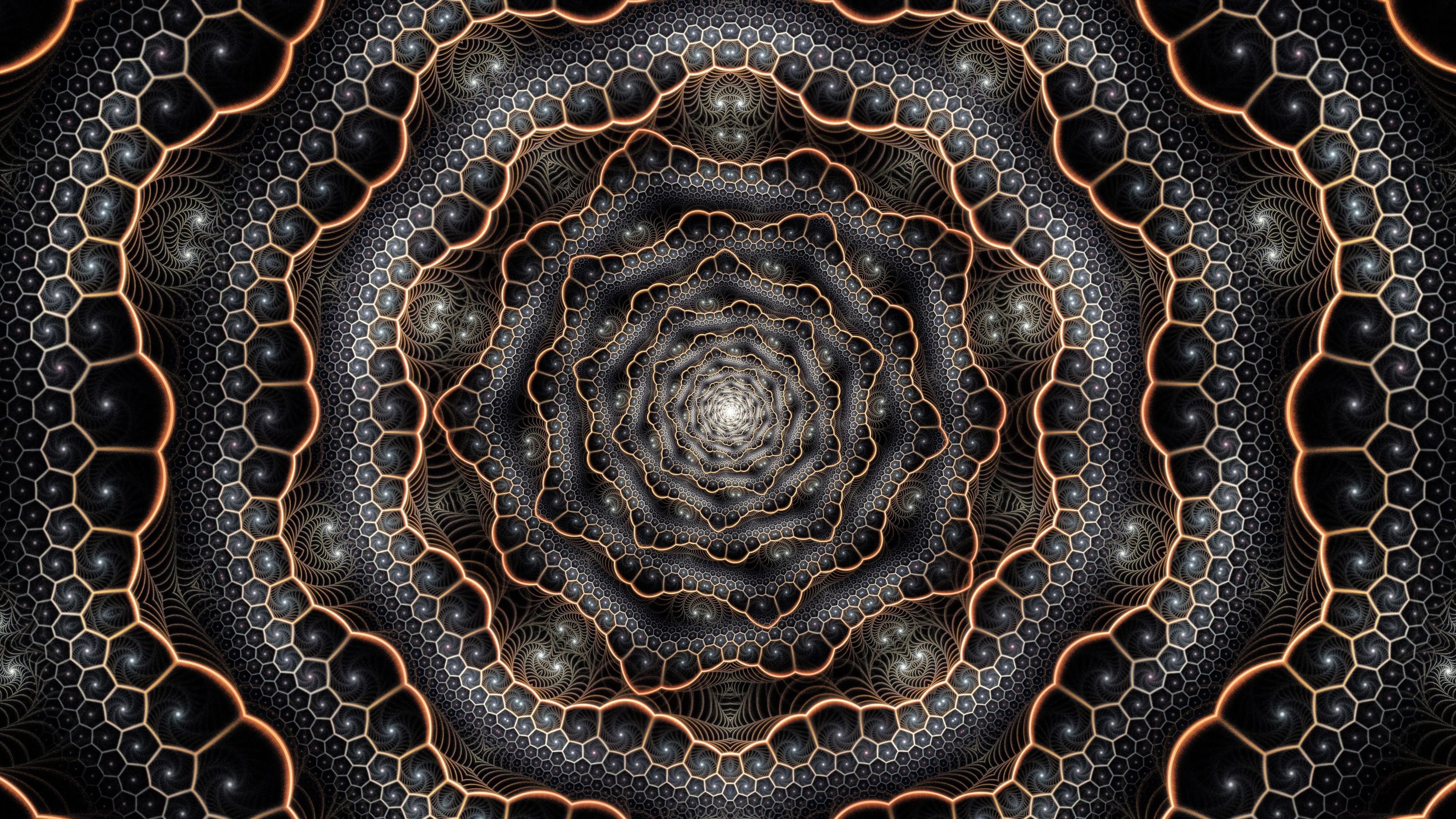 fractal funnel pattern abstraction brown 4k 1691589883