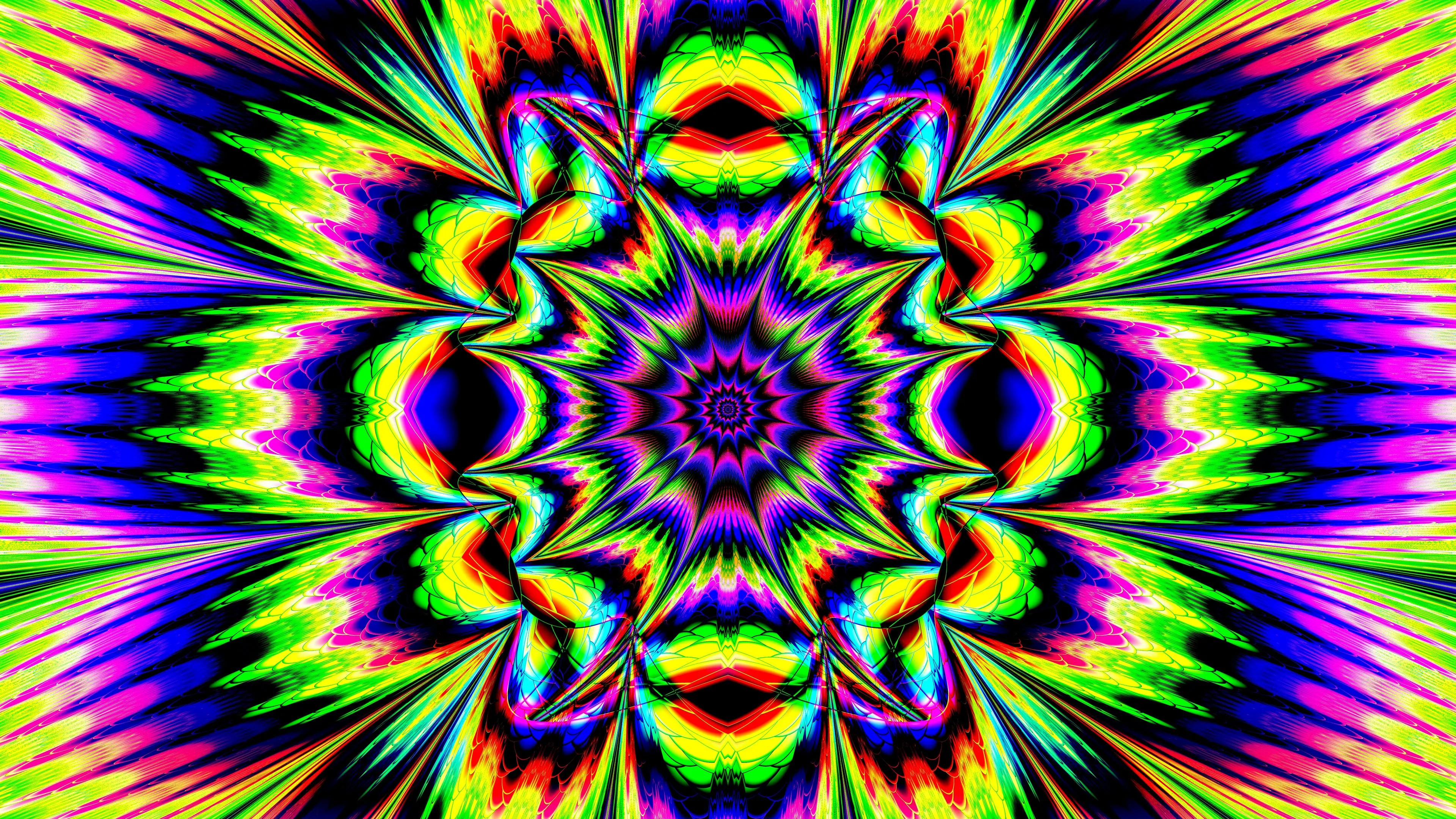 fractal kaleidoscope abstraction bright optical illusion 4k 1691589888