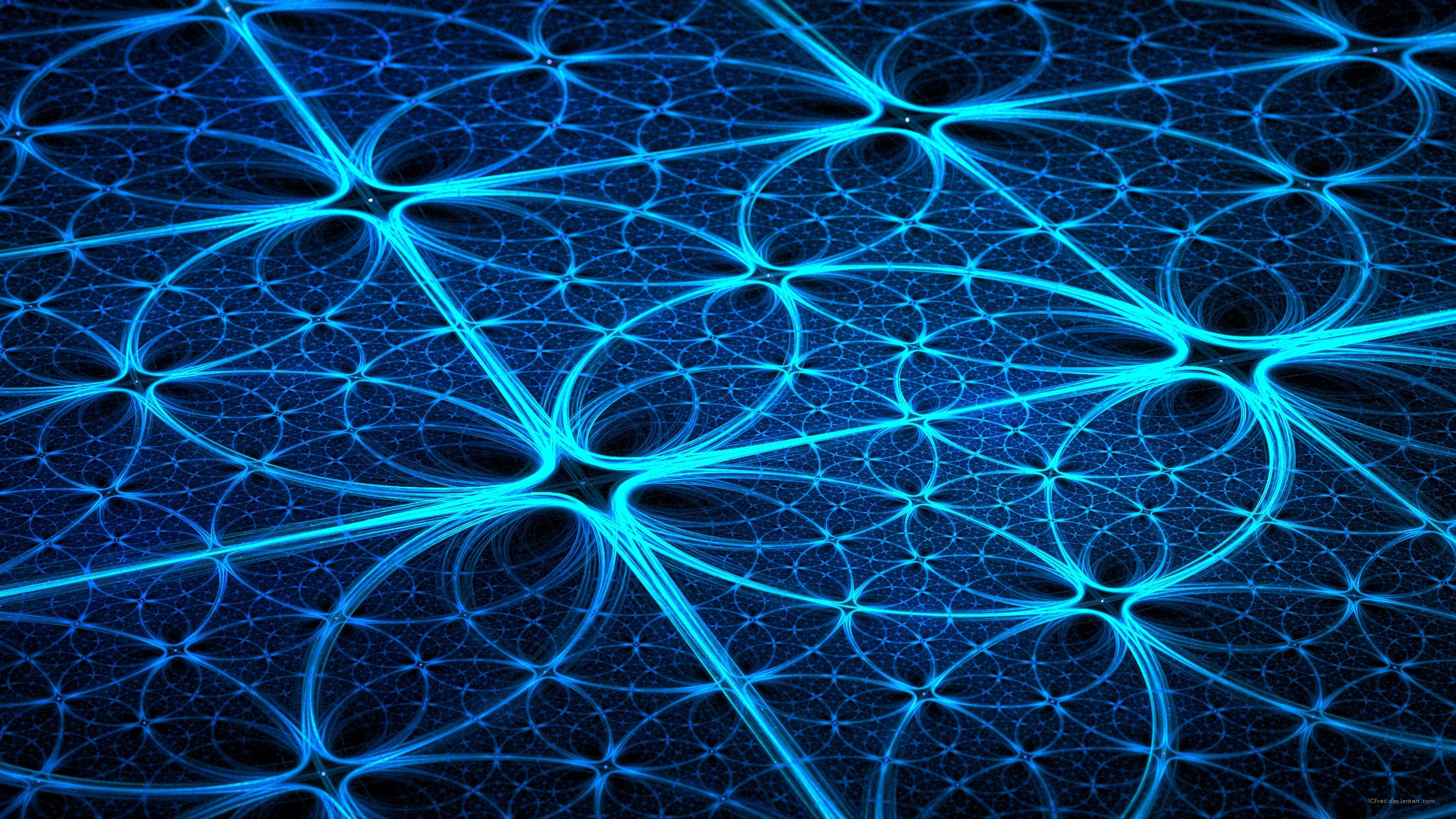 fractal pattern tangled glow blue 4k 1691756335