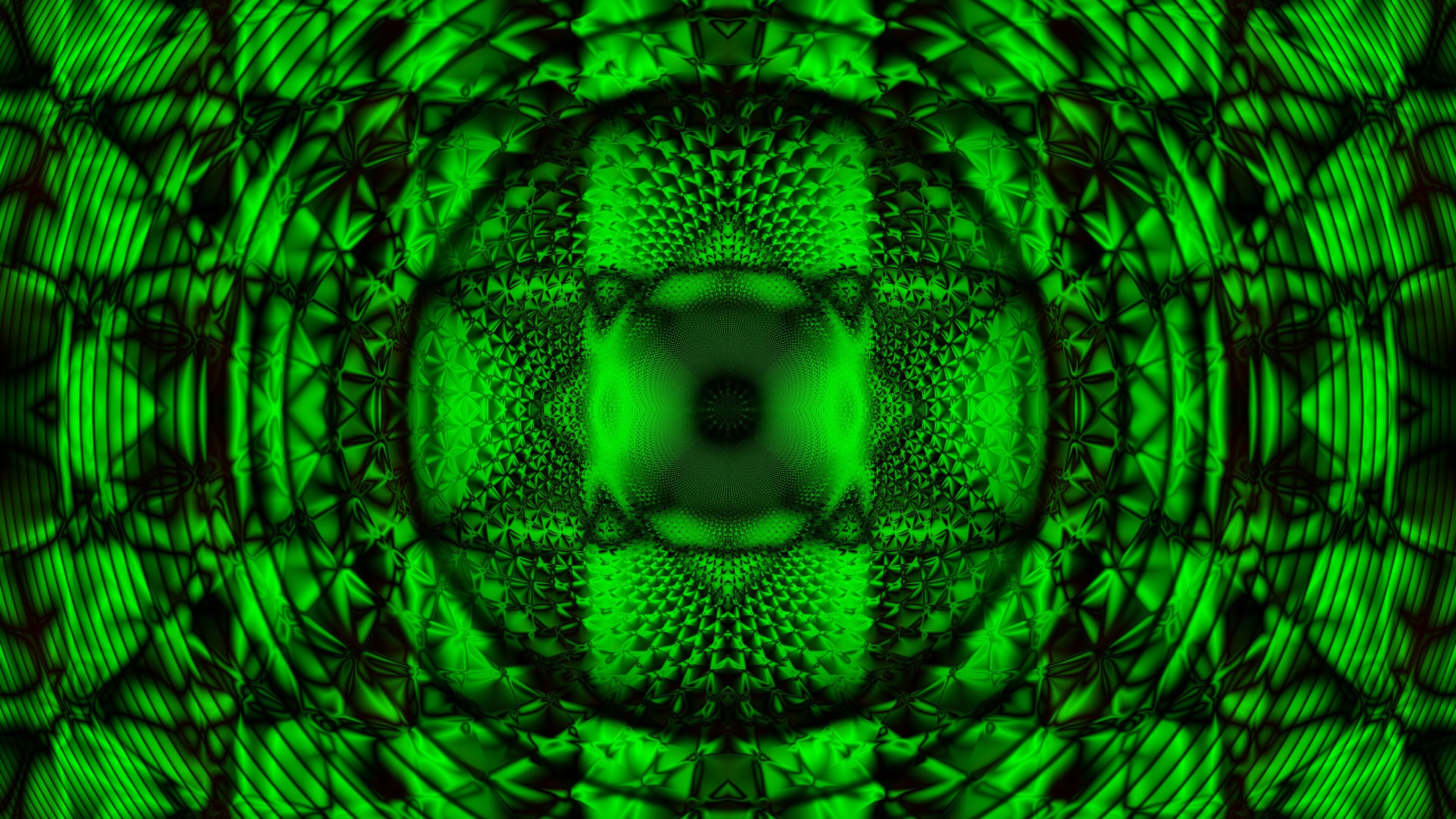 kaleidoscope fractal pattern reflection abstraction green 4k 1691767175