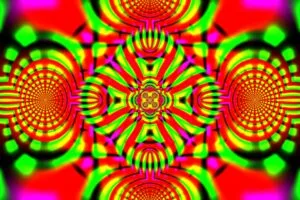 kaleidoscope pattern shapes circles abstraction bright 4k 1691756343