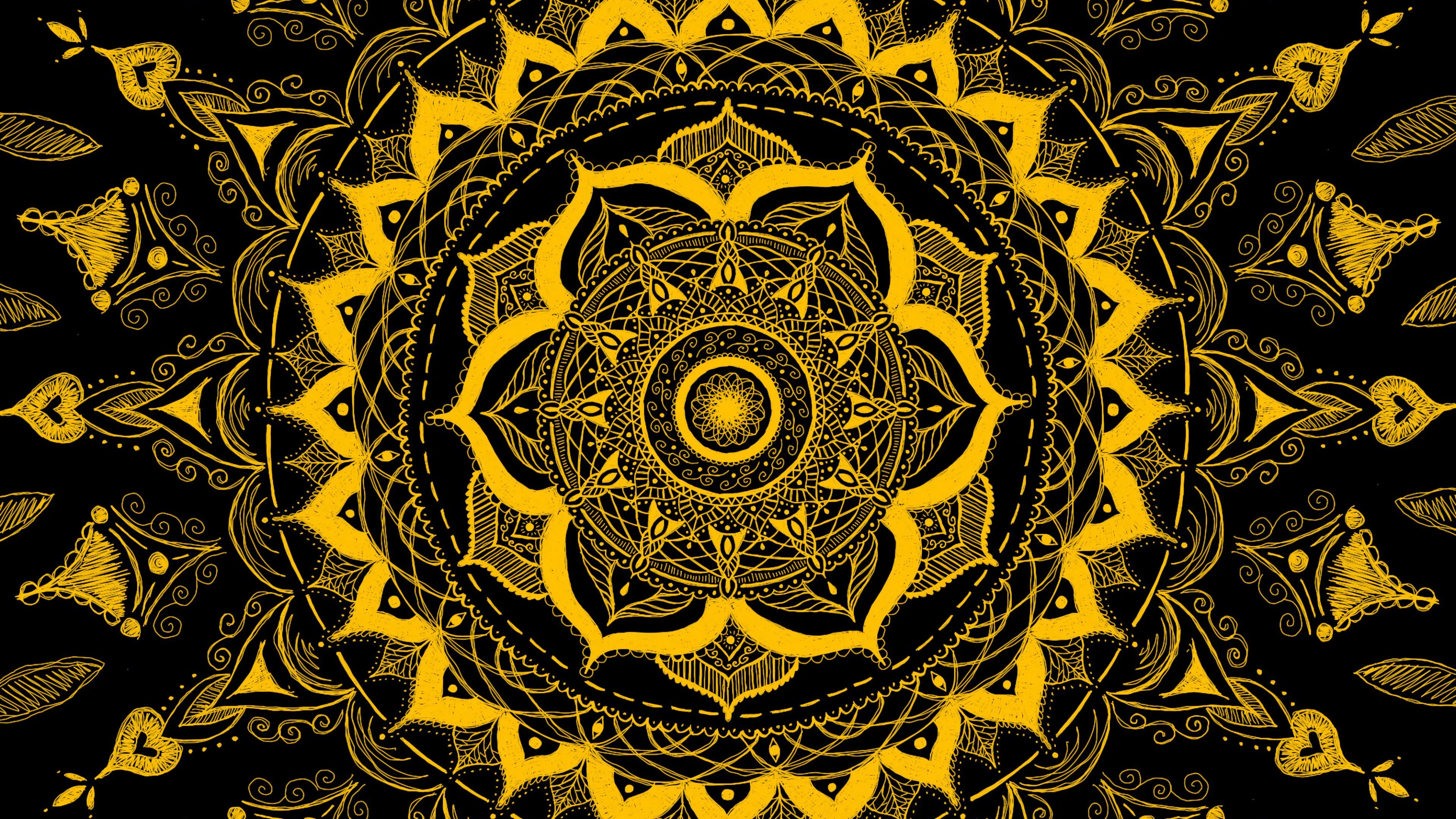 mandala pattern abstraction tangled yellow 4k 1691575448 1