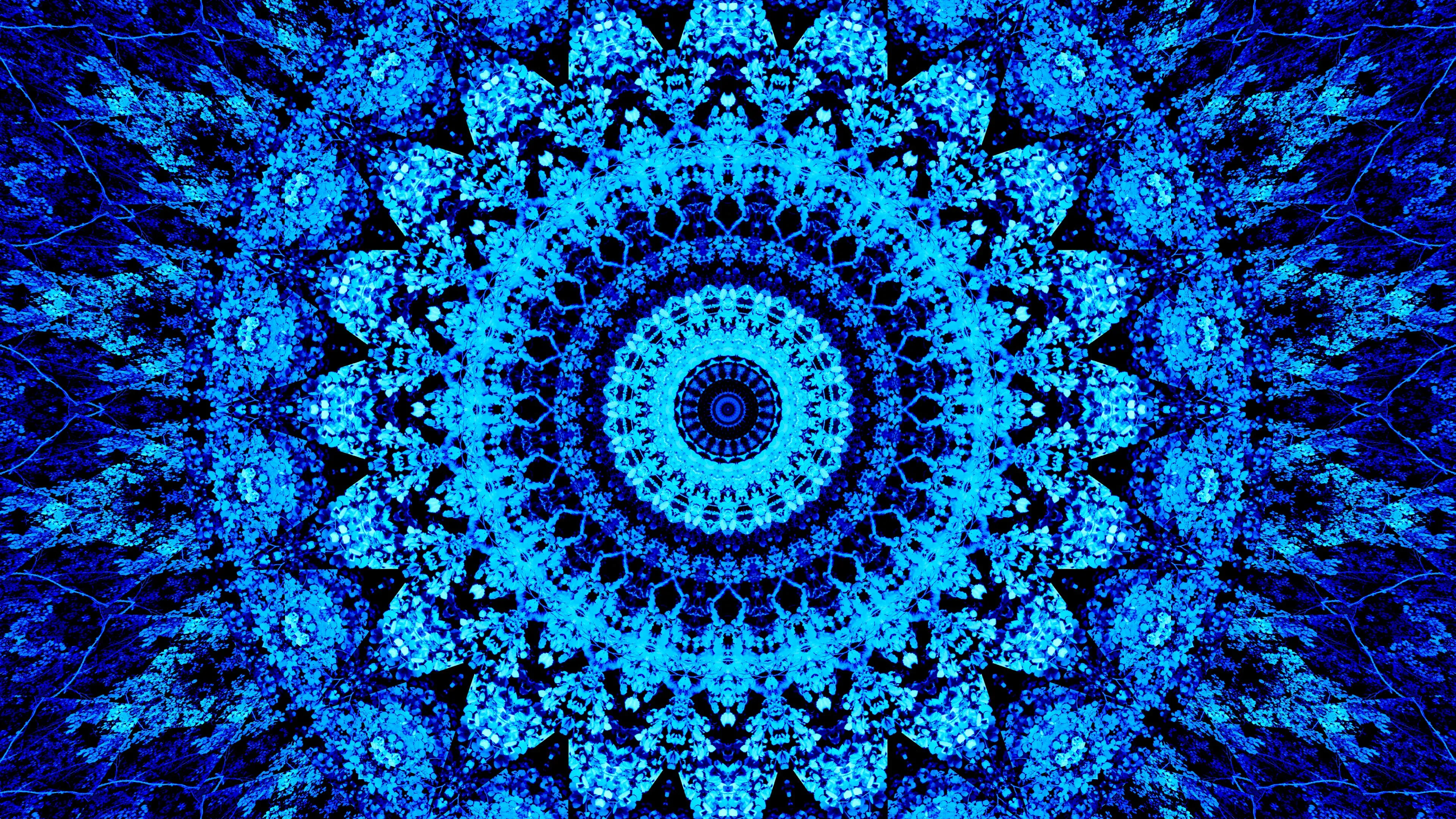 mandala pattern circles blue bright 4k 1691767499