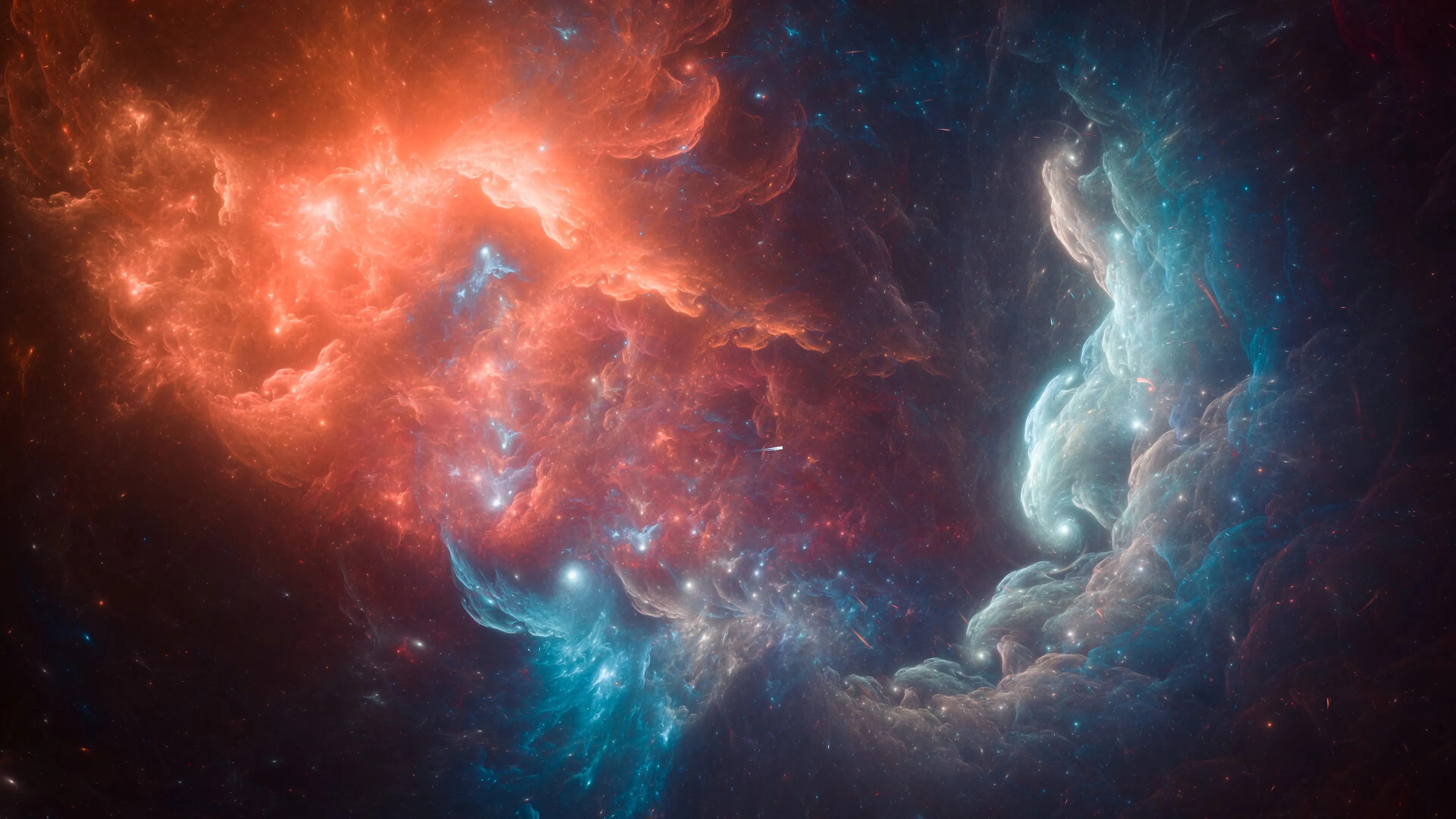 nebula glow stars space red blue 4k 1691575448