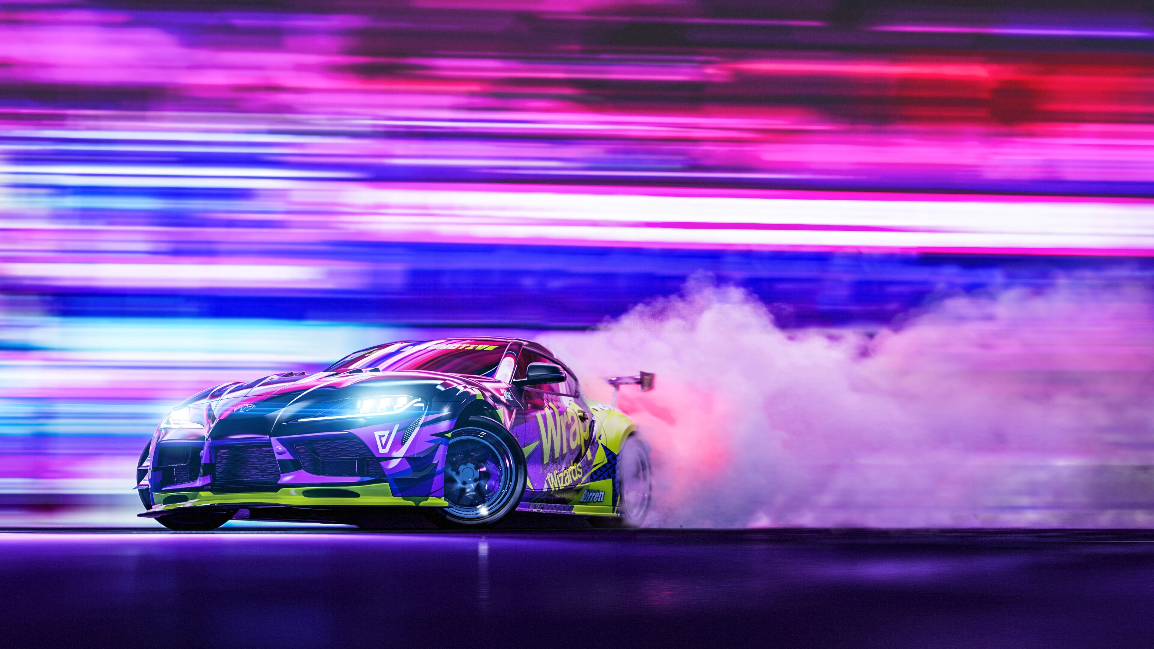 sportscar drift neon smoke speed 4k 1691771365
