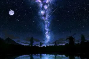 starry sky glow art dark lake reflection 4k walpaper 1692029746