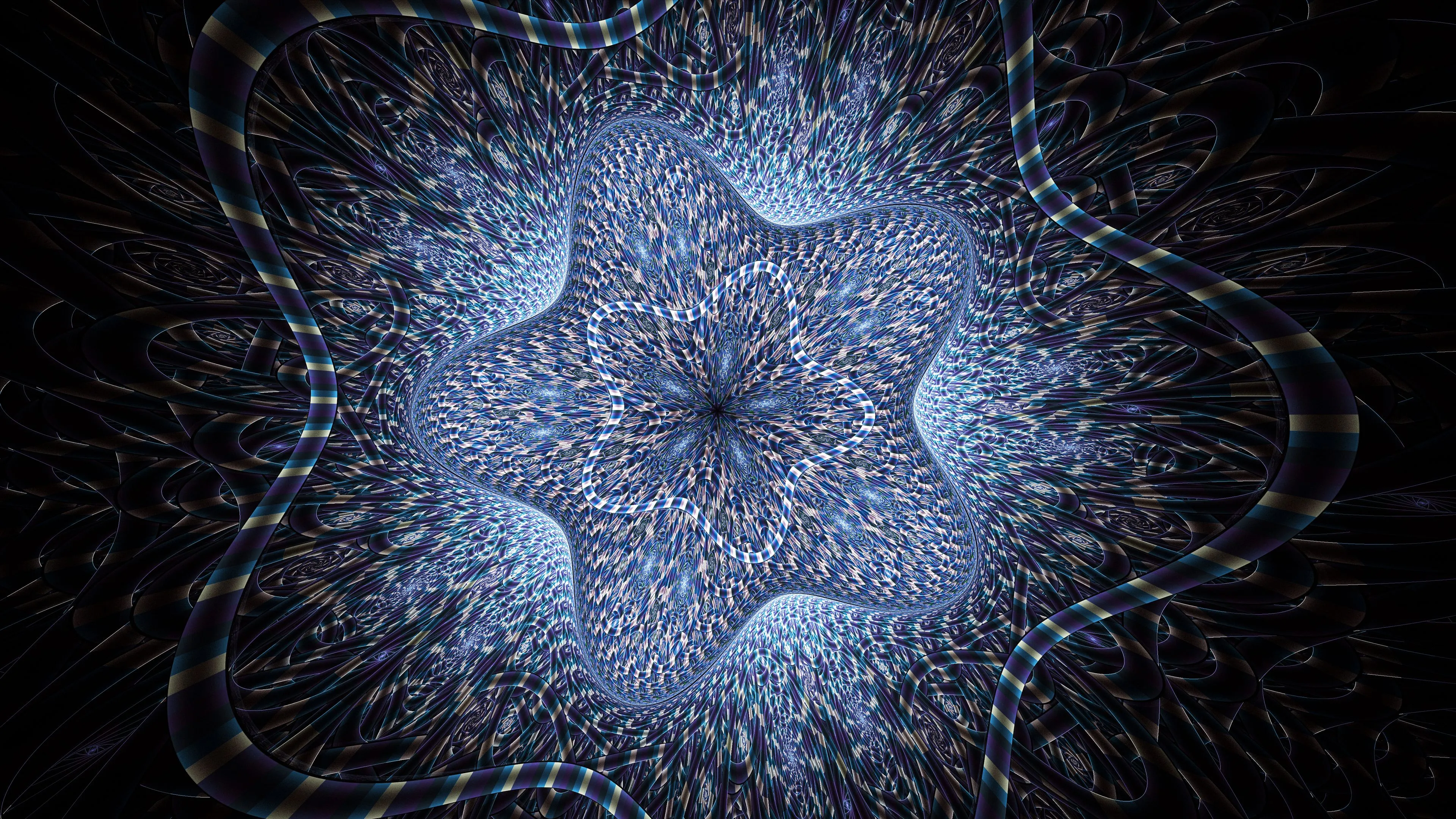 stars pattern fractal glow abstraction blue 4k 1691767175