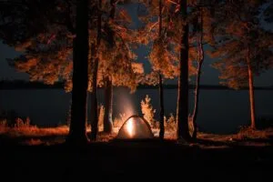 tent campfire camping night nature 4k 1691849809