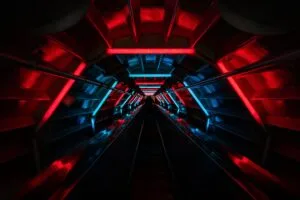 tunnel neon glow stairs 4k 1691839436