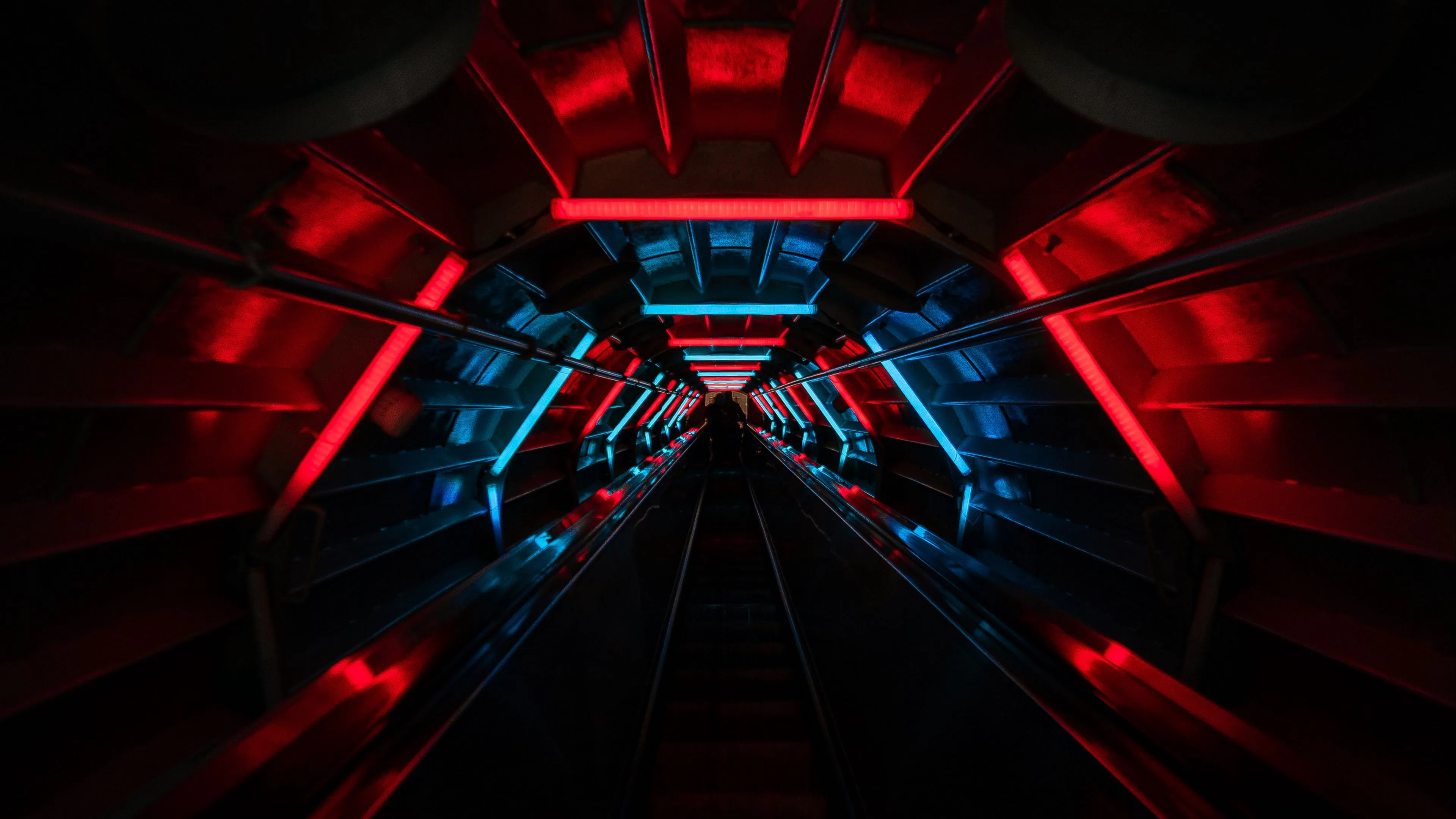 tunnel neon glow stairs 4k 1691839436
