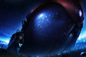 anime girl discovering alien capcell 4k 1695936977