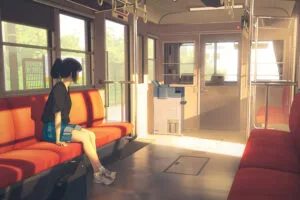anime girl in train 4k 1696011689