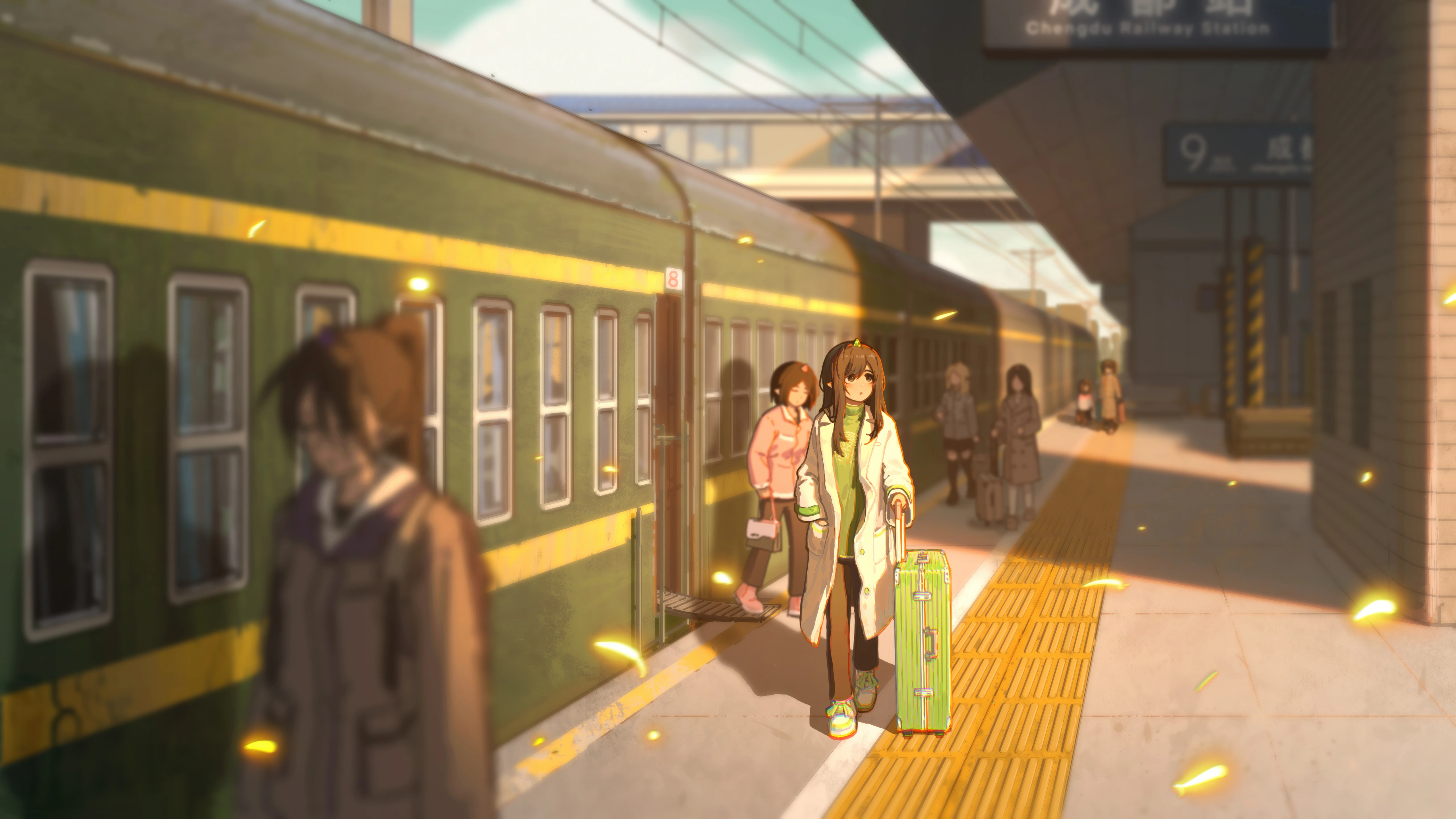 anime girl in train station hands in pocket looking away 4k 1695917615