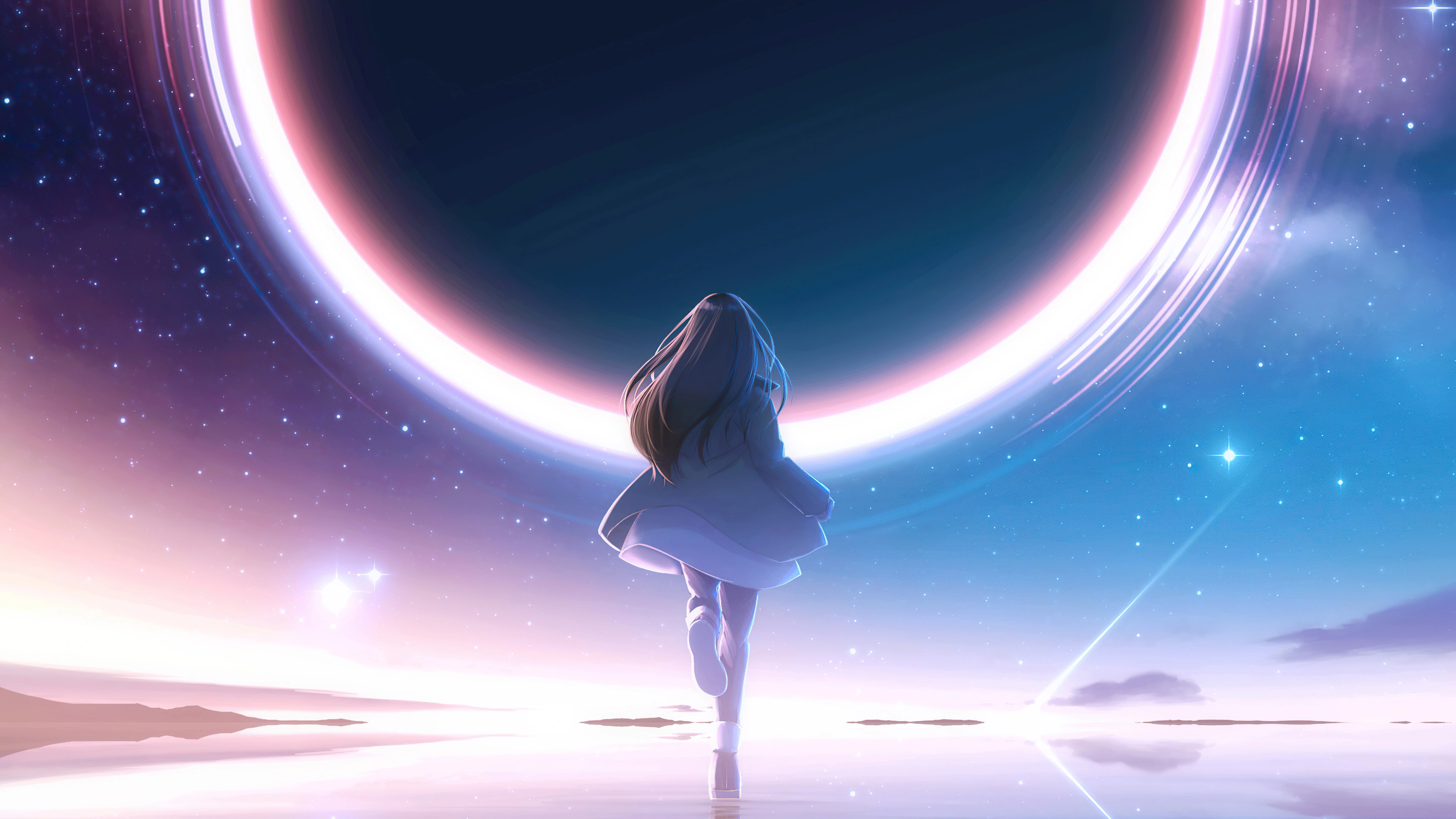 anime girl reflection starry night 4k 1696103841