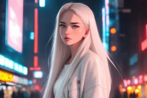 anime girl white hairs in ubran city 4k 1695927344
