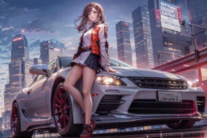 anime girl with cars 4k 1695927344