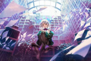 books colors anime girl 4k 1696103844