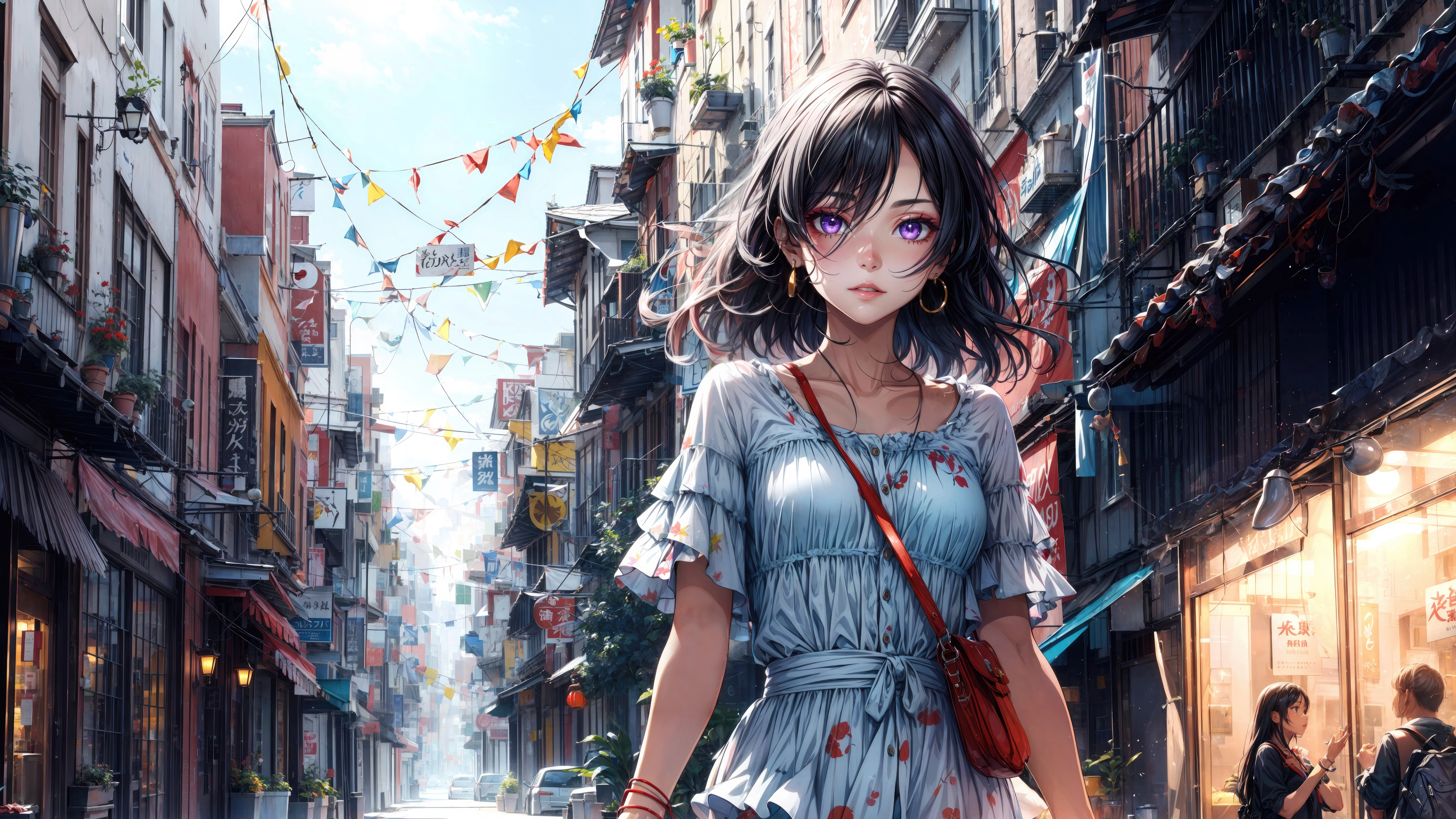 urban explorer anime girl with short hair takes a walk 4k 1695906066