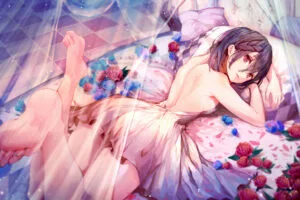 anime girl bed lying down 4k 1696778082