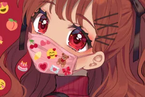 anime girl big eyes tattoo mask 4k 1696774297