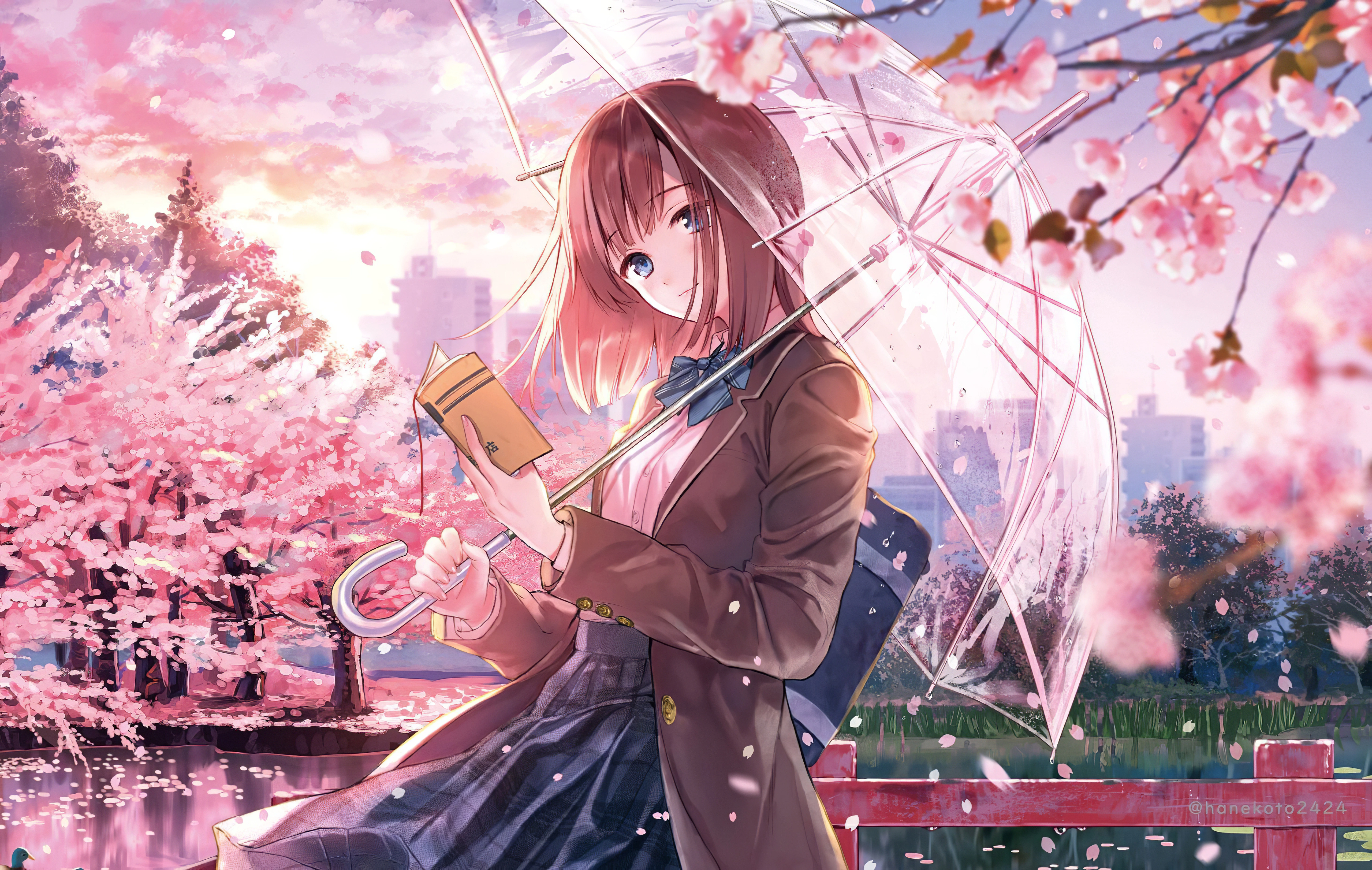 anime girl cherry blossom season 4k 1696778082