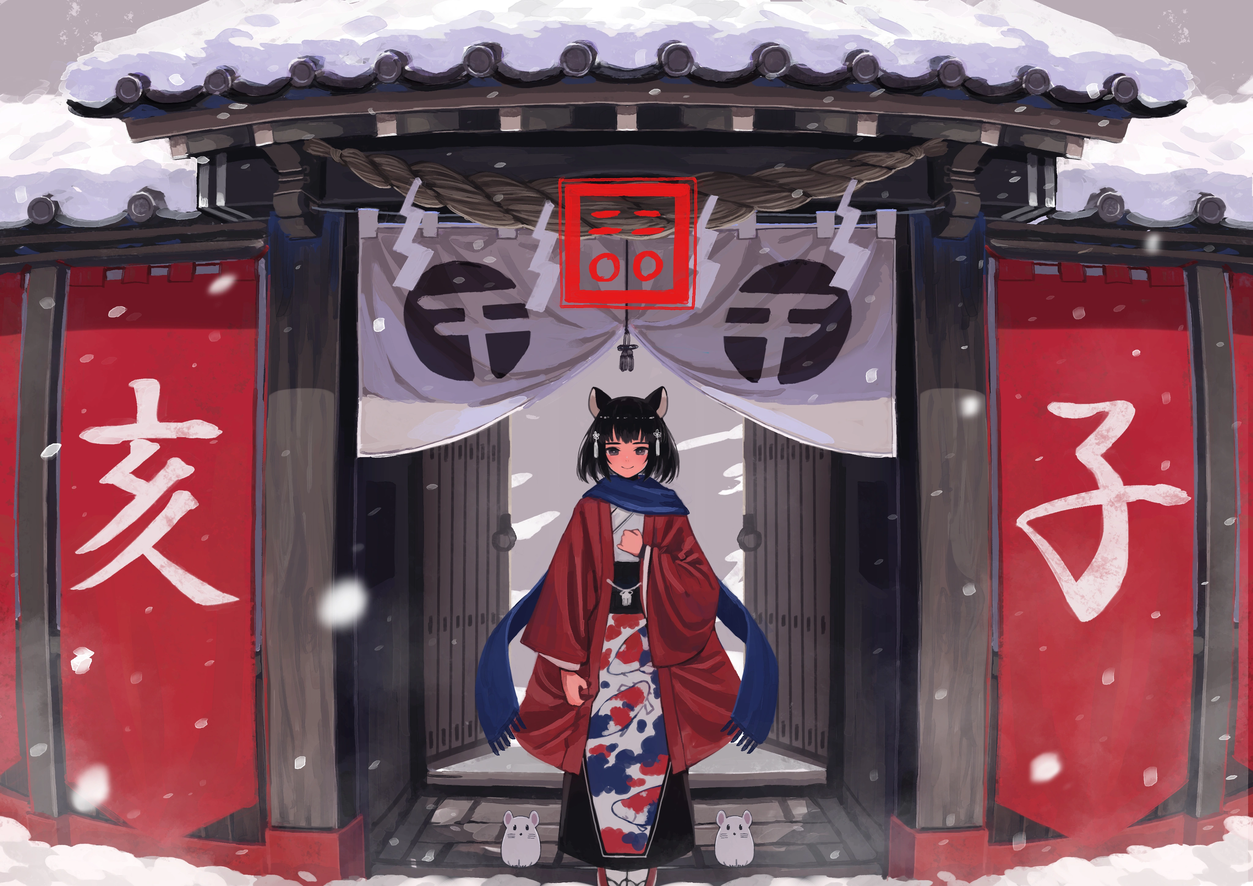 anime girl coming out from temple 1696923218