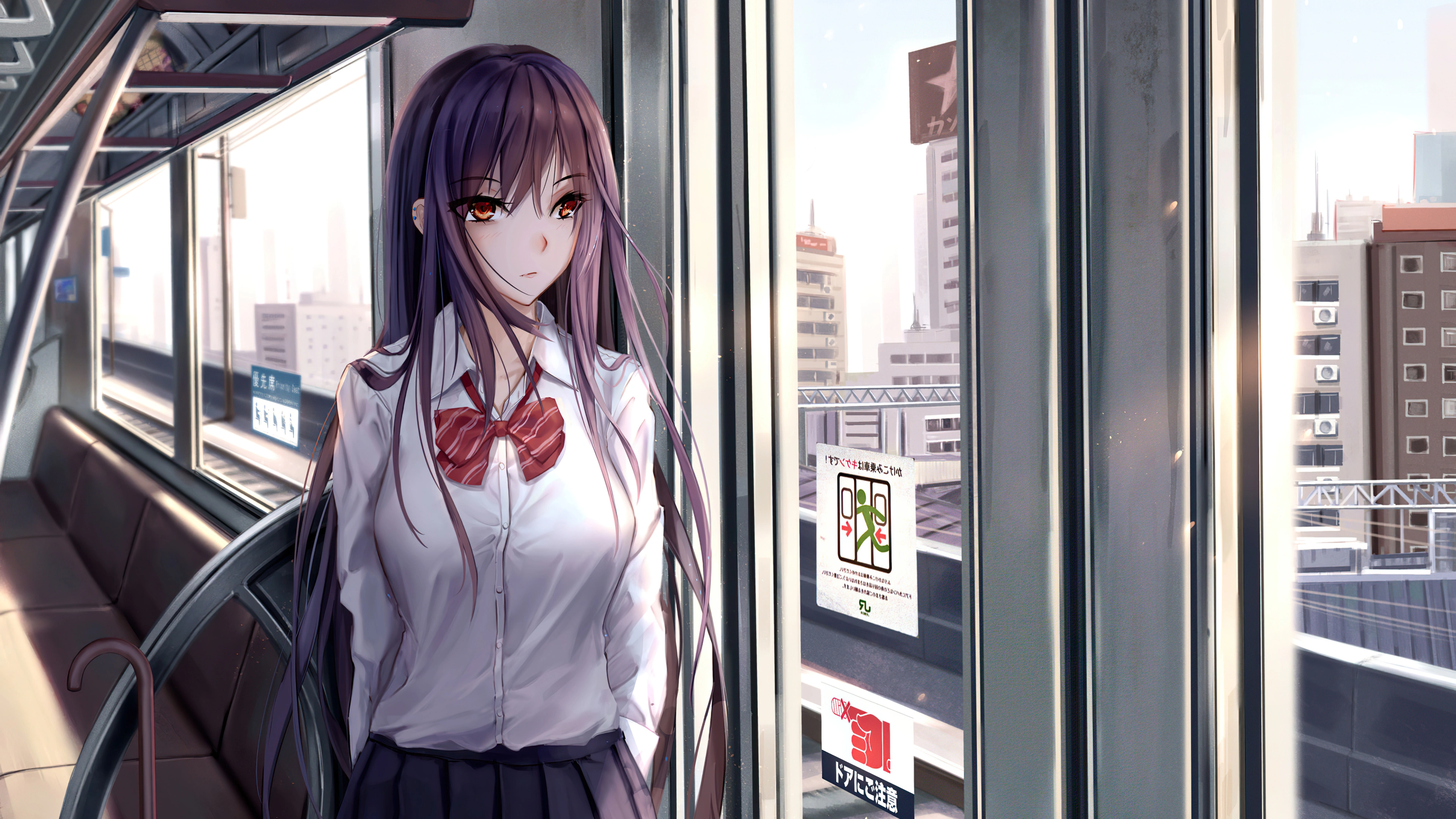 anime girl in train after school 1696357666