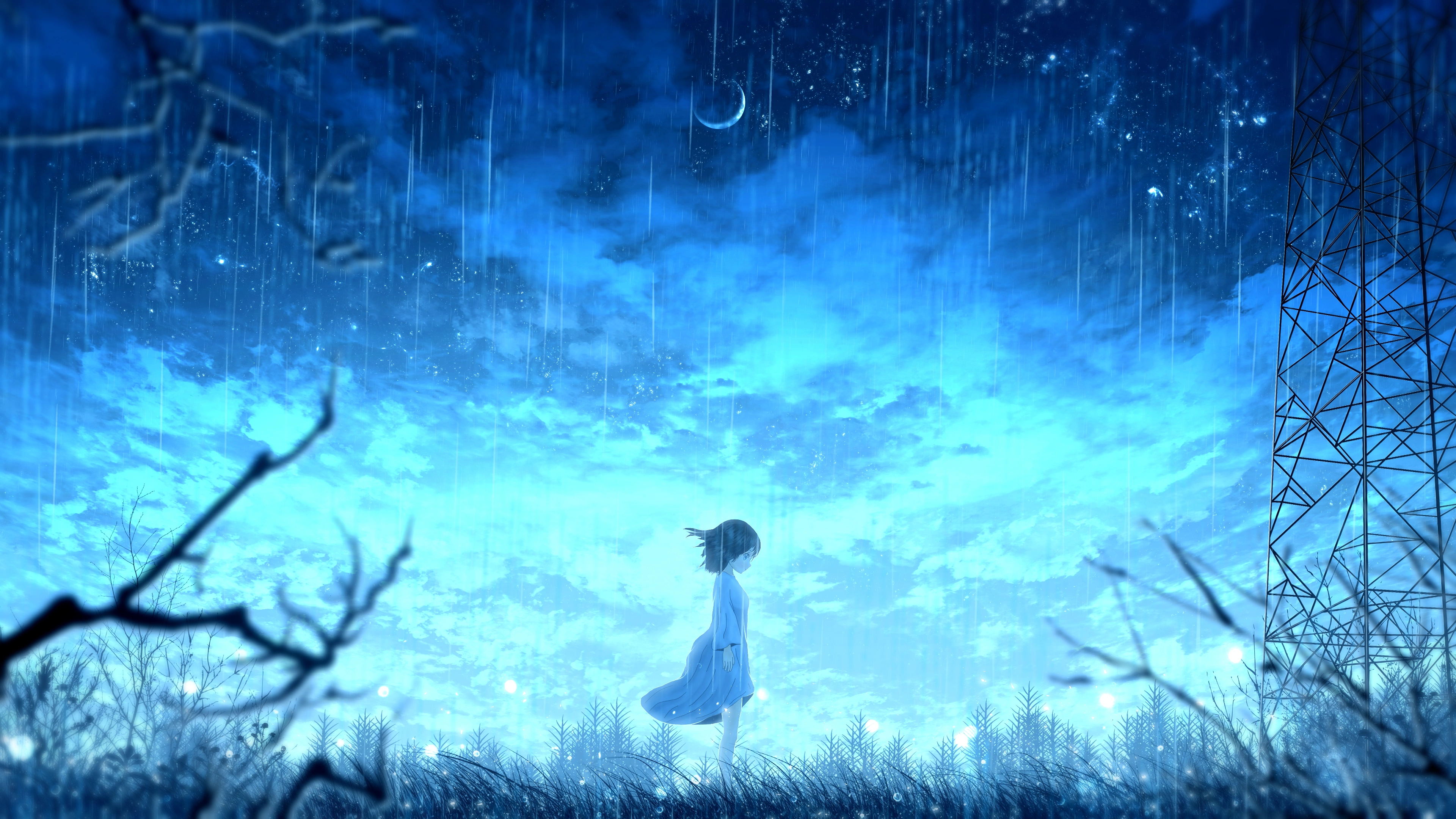 anime girl night rain 1696930497