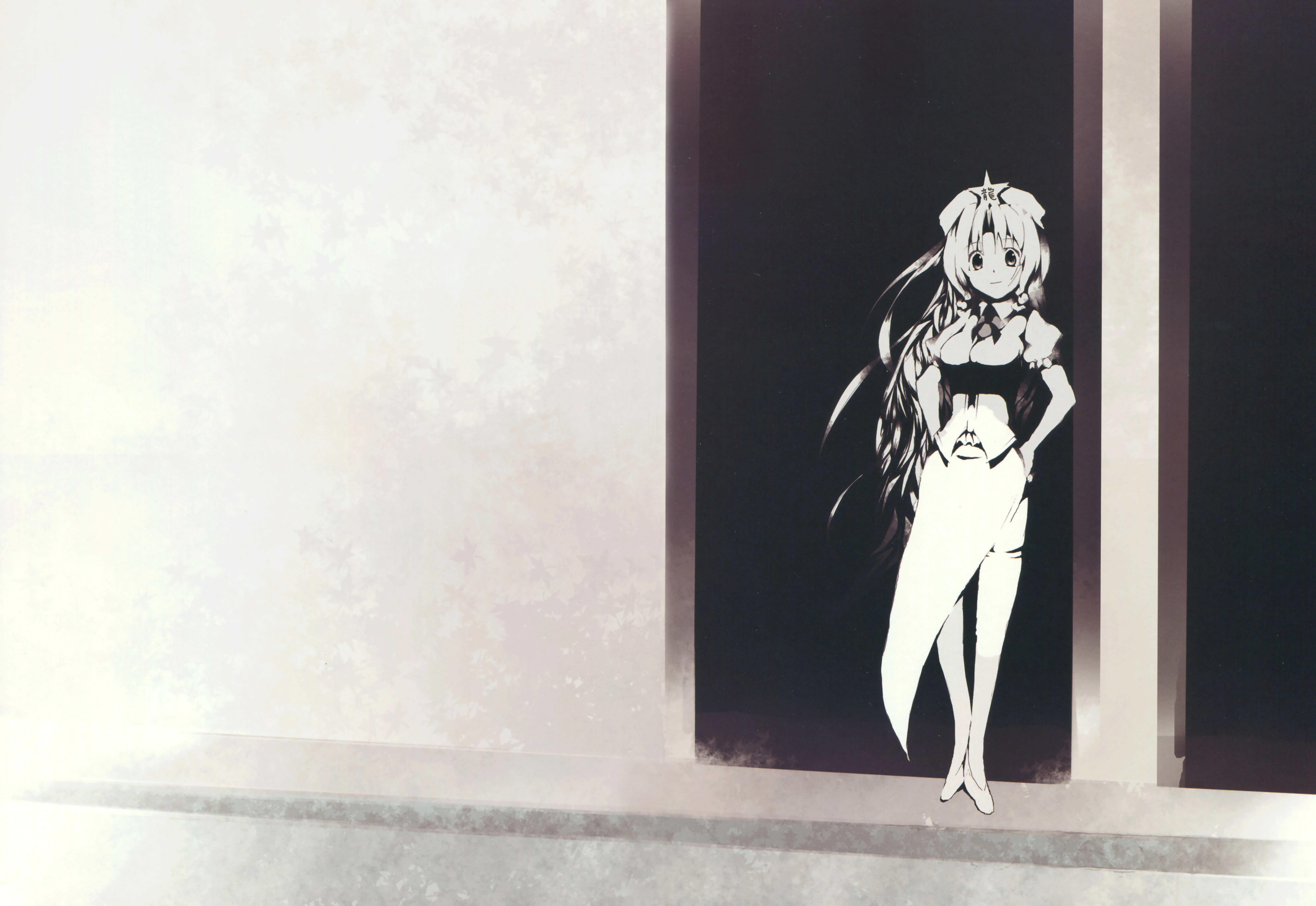 anime girl standing door 4k 1696778081