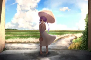 anime girl umbrella long hairs 1696232521