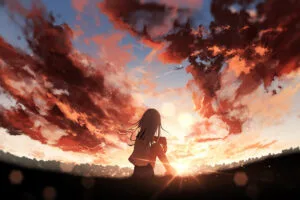 anime girl watching sunset 1696187630
