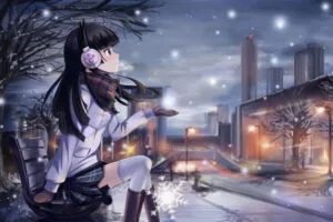 anime girl winter night 4k 1696788256