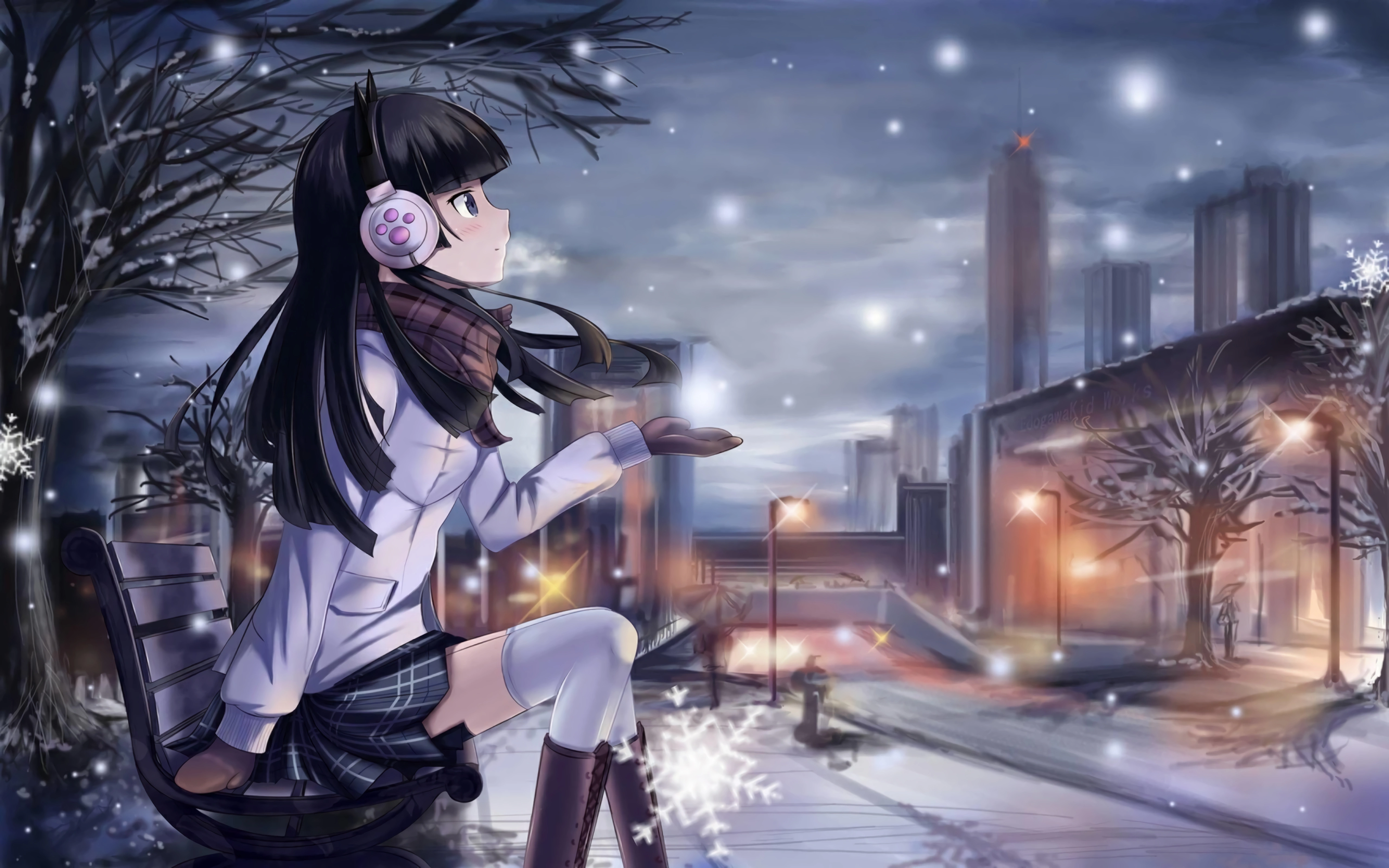 anime girl winter night 4k 1696788256