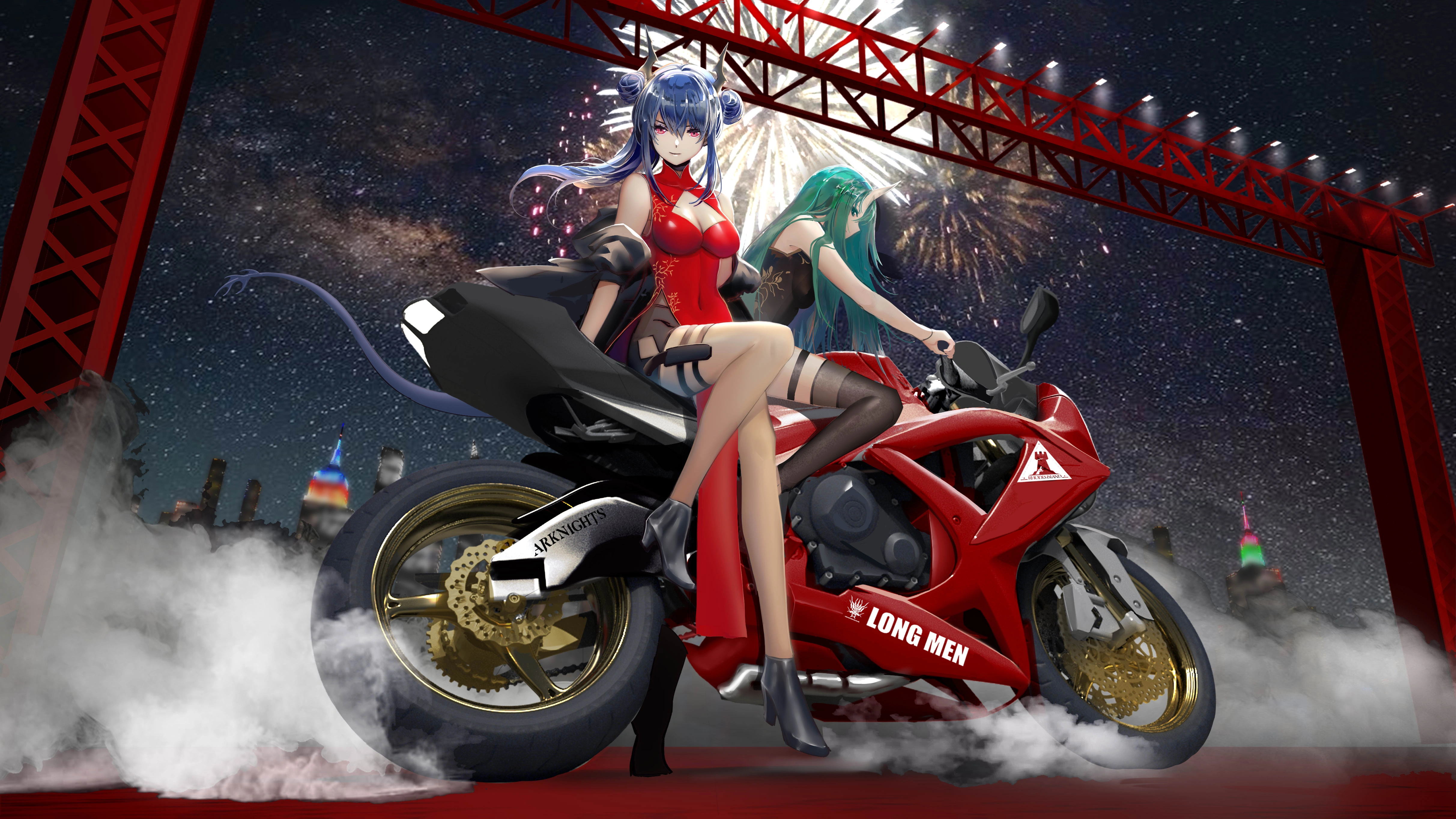 anime girls bike ride evening 4k 1696889144